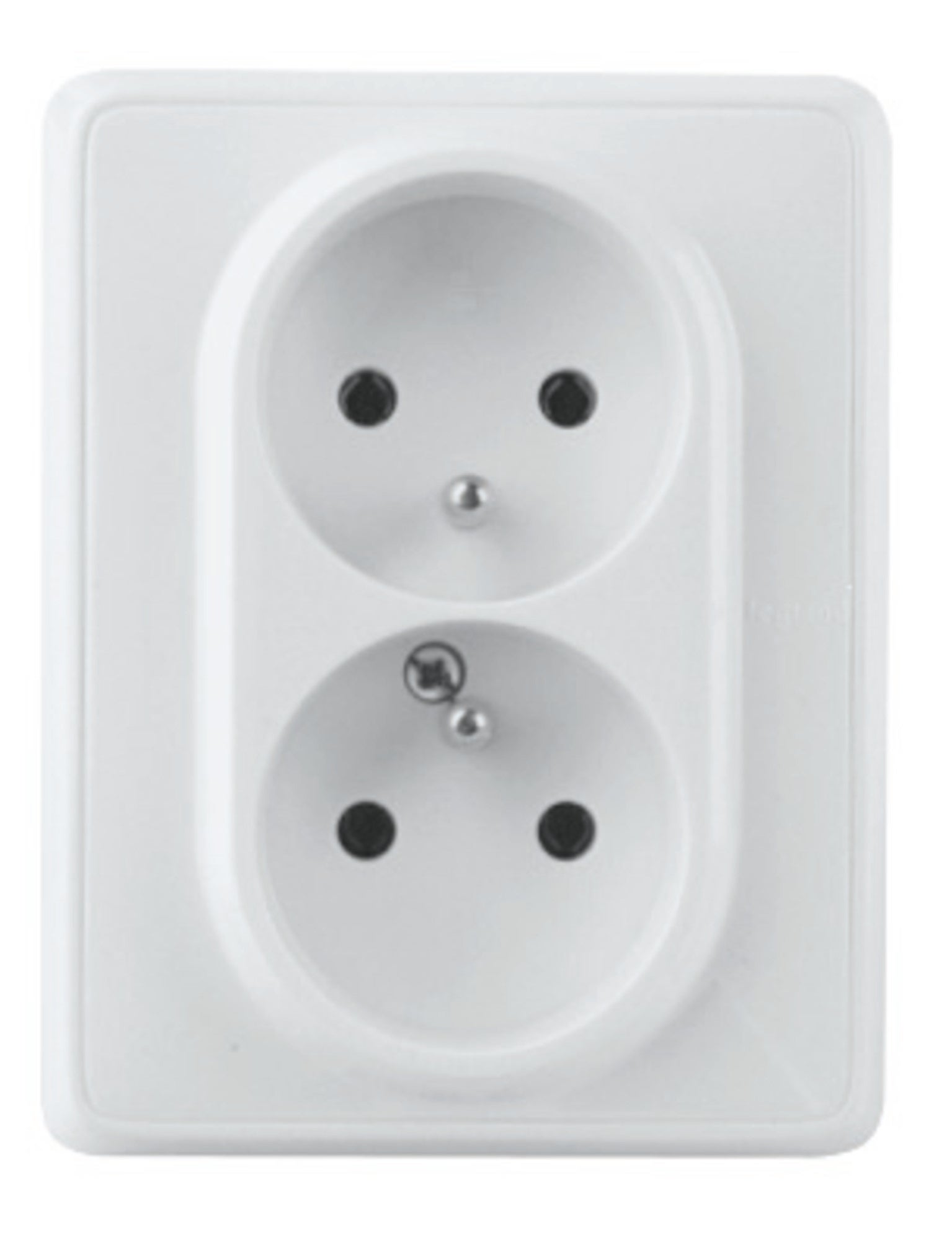 Legrand Cariva biały gniazdo podwójne z uziemieniem z ramką 0