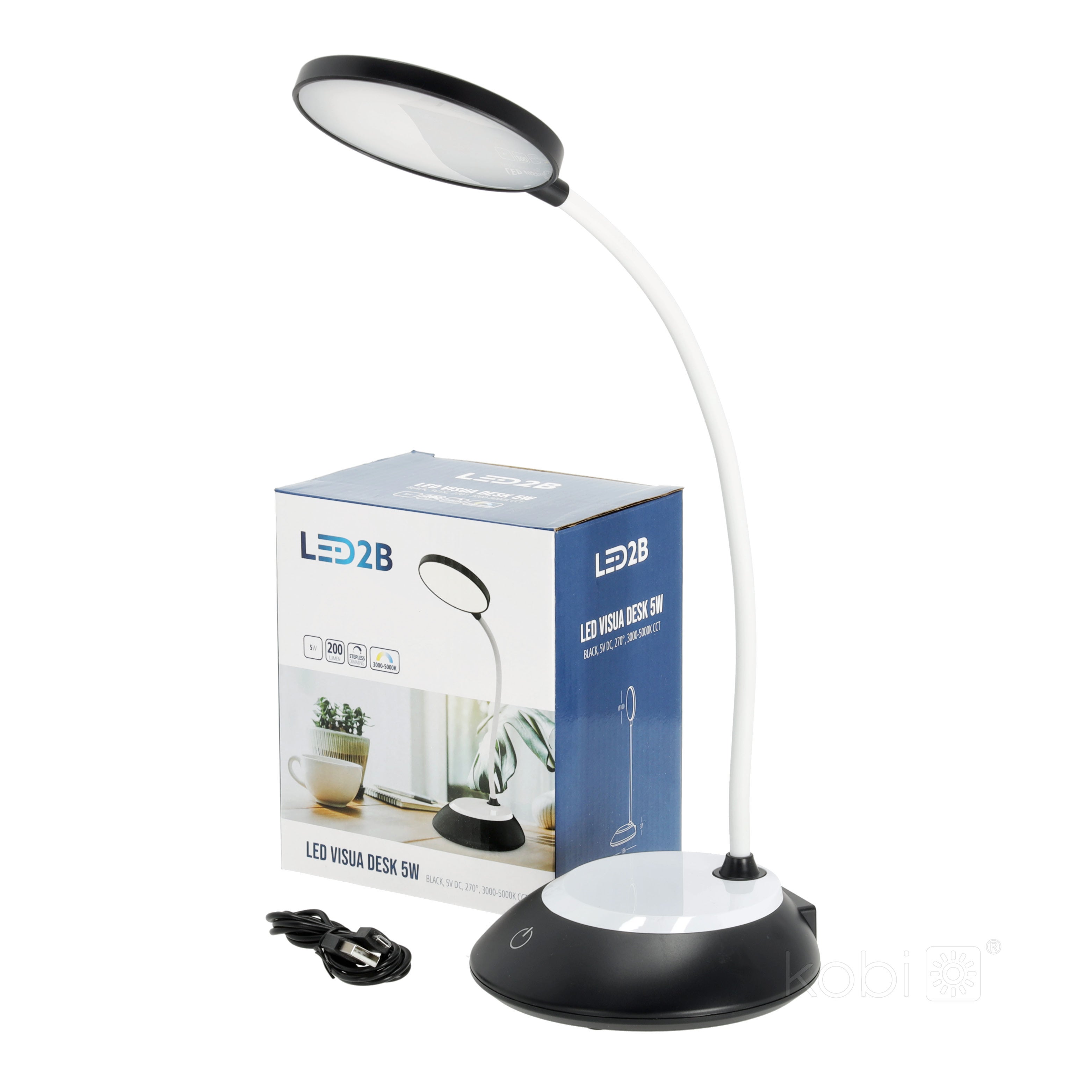 Lampka biurkowa Led Visua Desk 5W 200lm USB-A ściemnialna czarna 5
