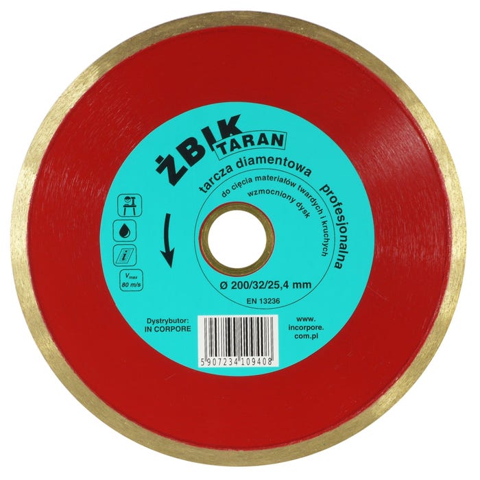 Tarcza diamentowa pełna 200x25,4/32 mm ŻBIK TARAN