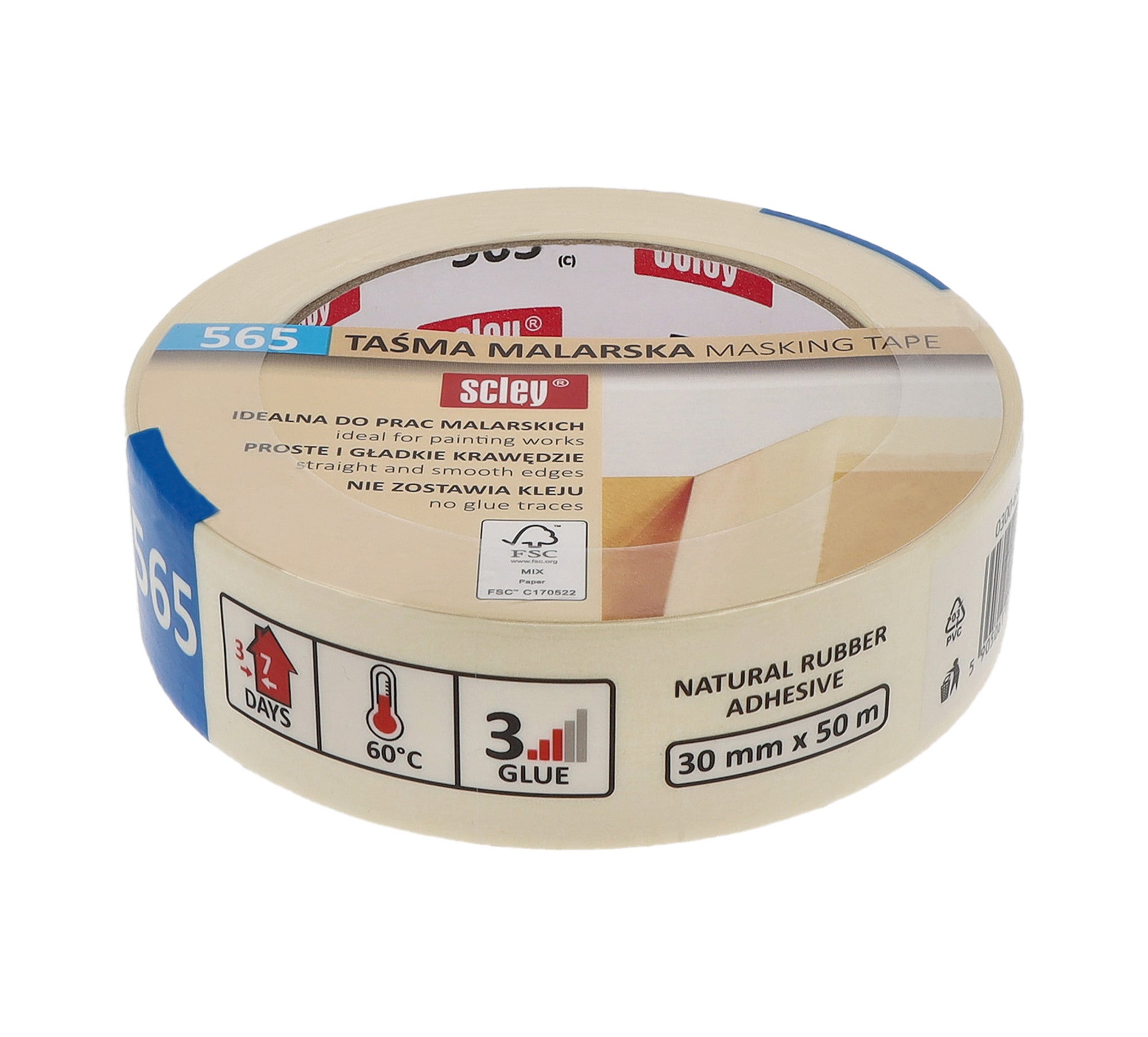 Taśma malarska Scley 565 biała 30mm x 50m 1