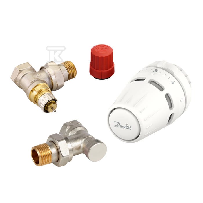 Zestaw termostatyczny Danfoss Regus RA 1/2", 3-elementowy, kątowy