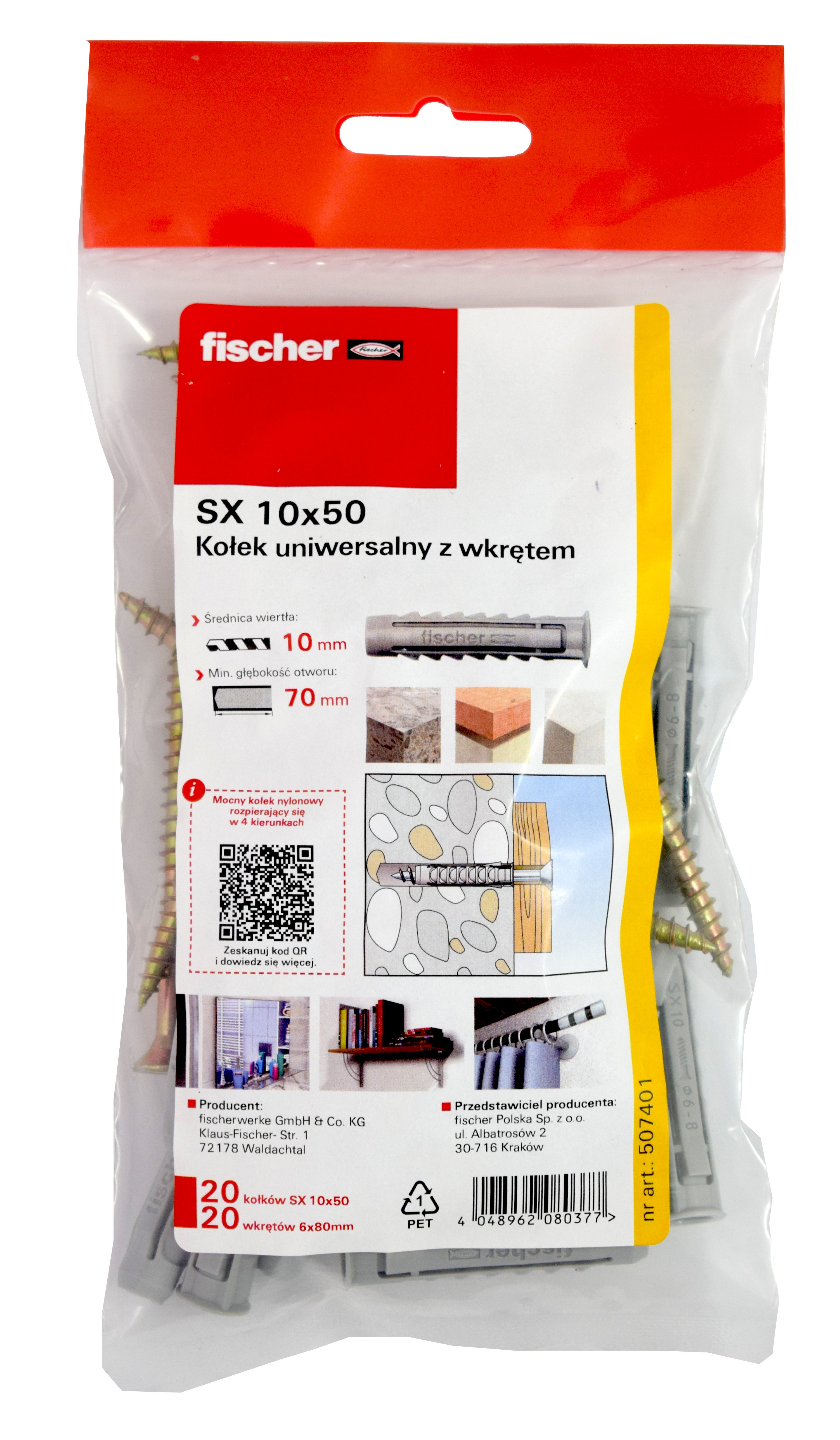 Kolek rozporowy SX z wkrętem 10x50 mm (20 szt.) 1