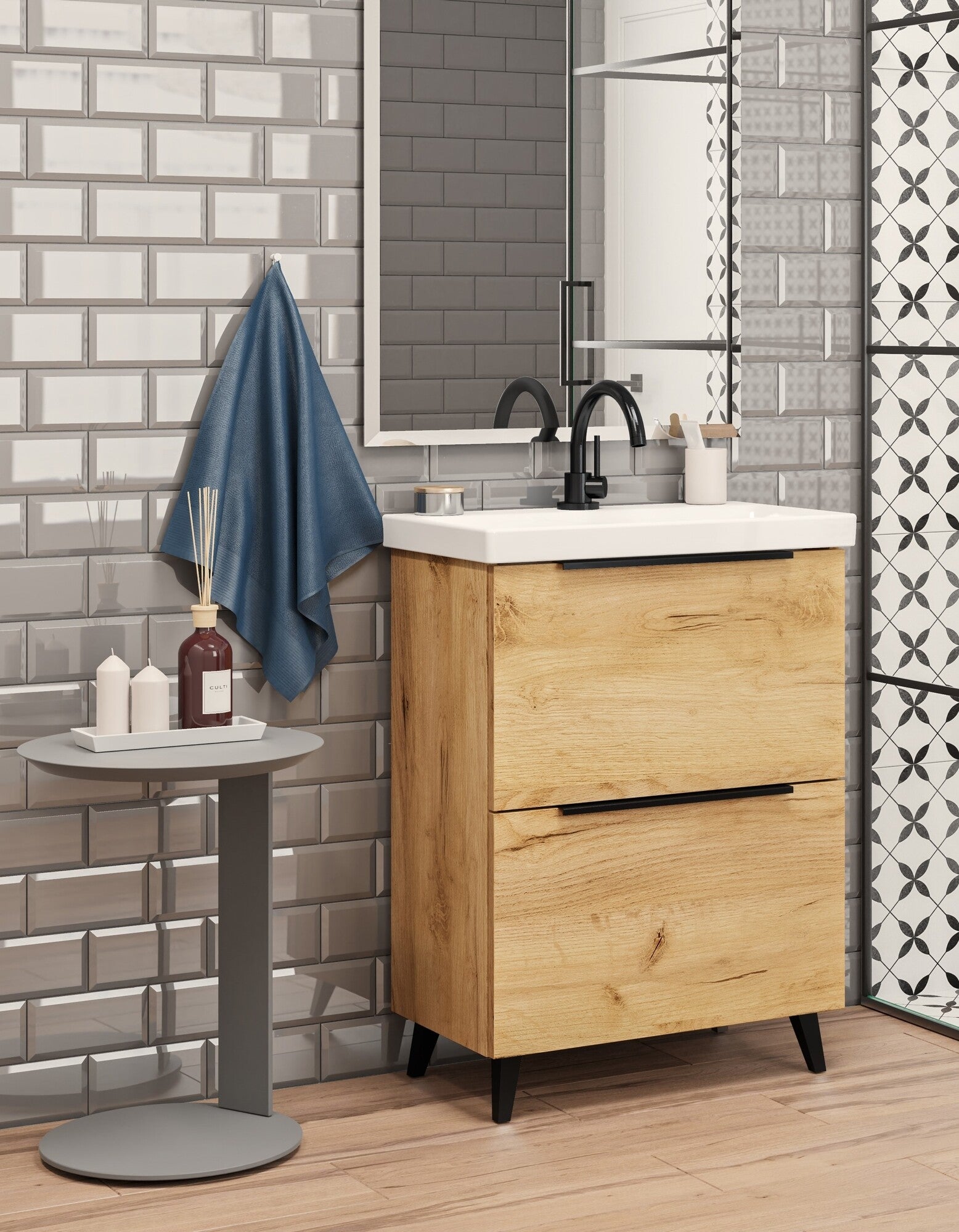 Szafka z umywalką Meble21 Manta 65 x 35 cm dąb 3