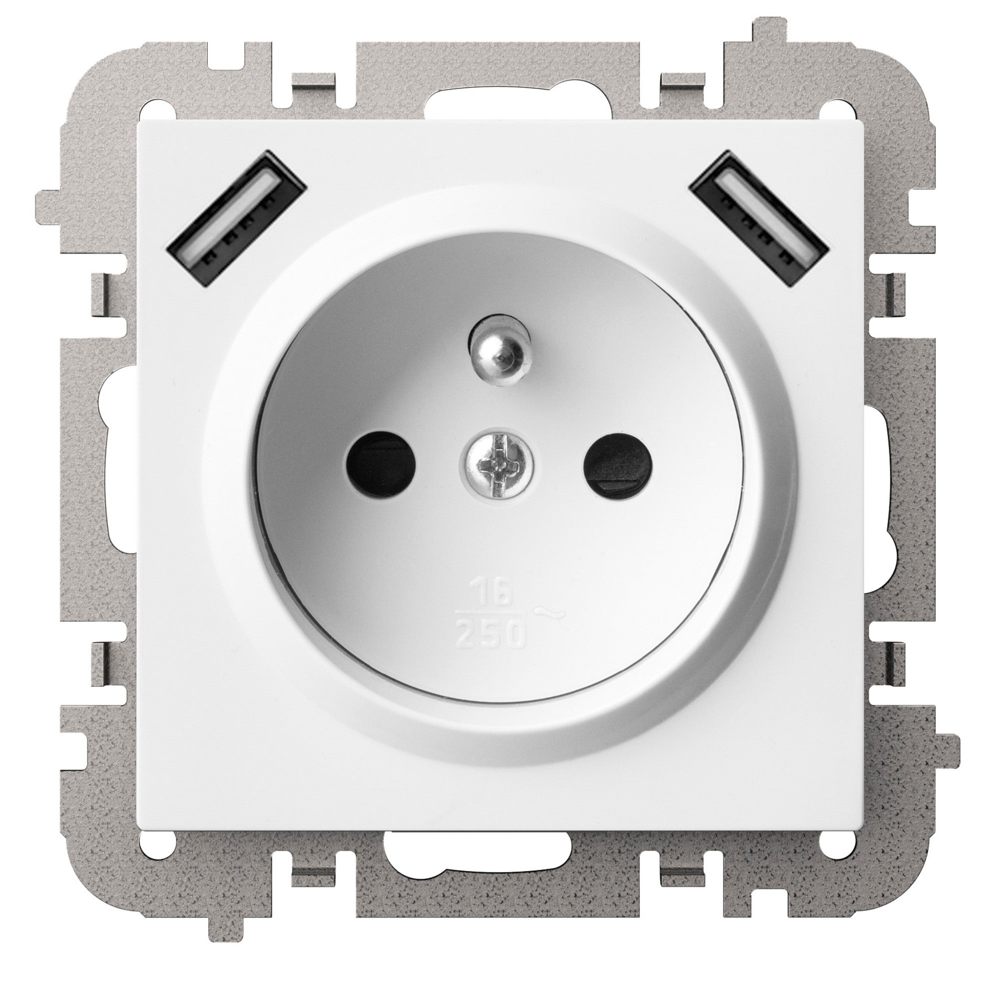 Vestra biały gniazdo 2P+Z + 2xUSB