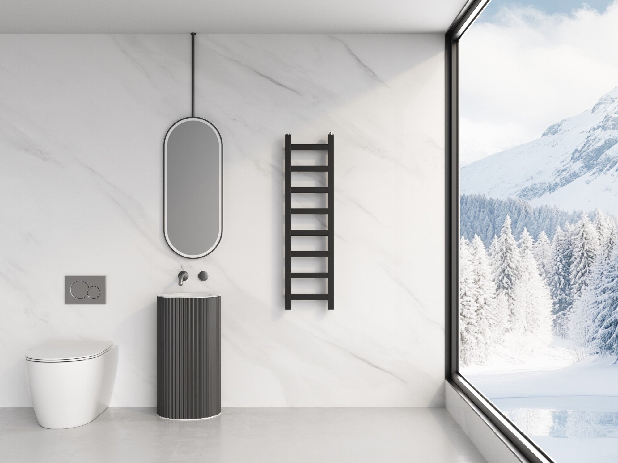 Grzejnik łazienkowy TANZANIT 900X250 279W czarny 2