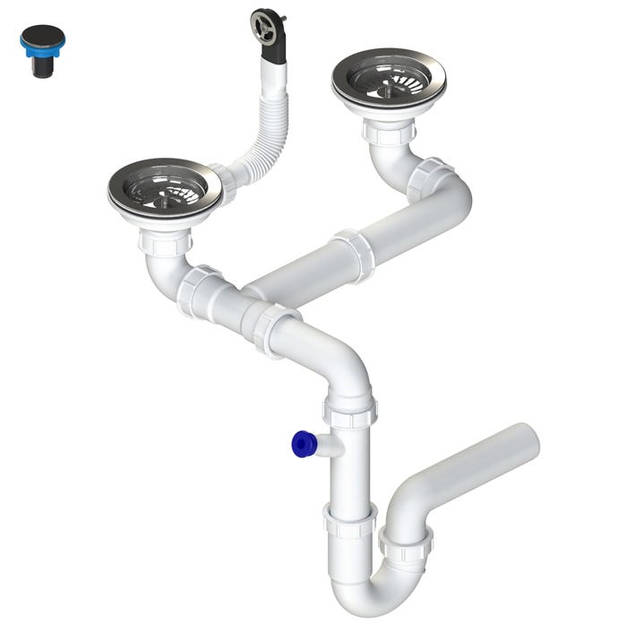 Syfon 3,5 - 2 komory z przelew. bez korka