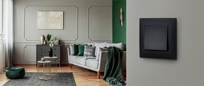 Ospel Szafir czarny łącznik jednobiegunowy z podświetleniem białym 1