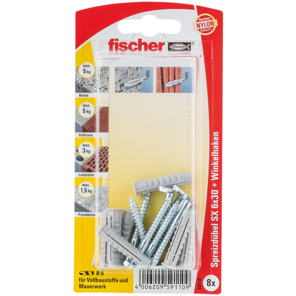 Kołek do betonu z hakiem SX H K 6.0x30 mm 2