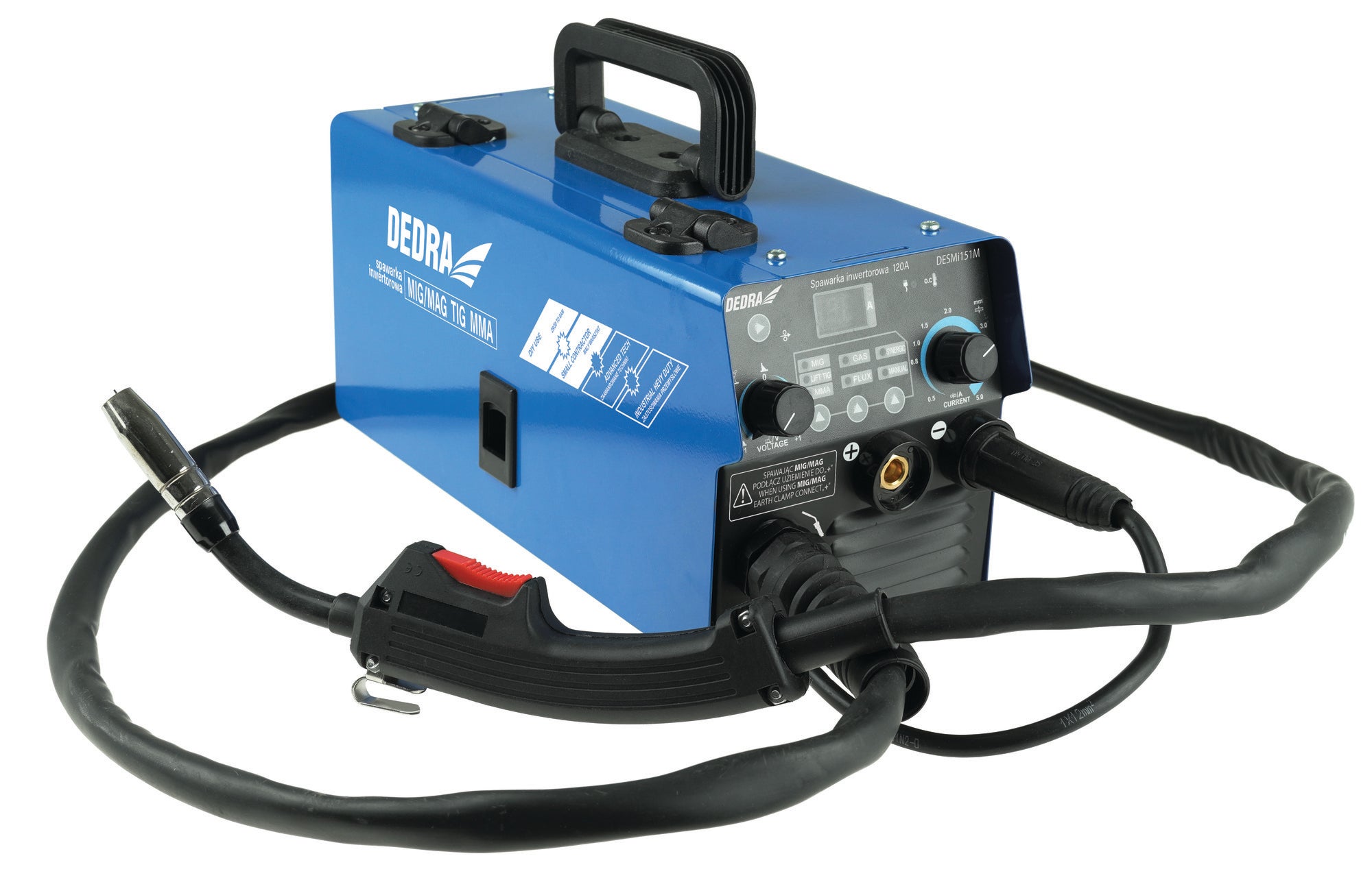 Spawarka inwertorowa IGBT MIG/MAG, MMA, TIG 120A, DEDRA DESMI151M