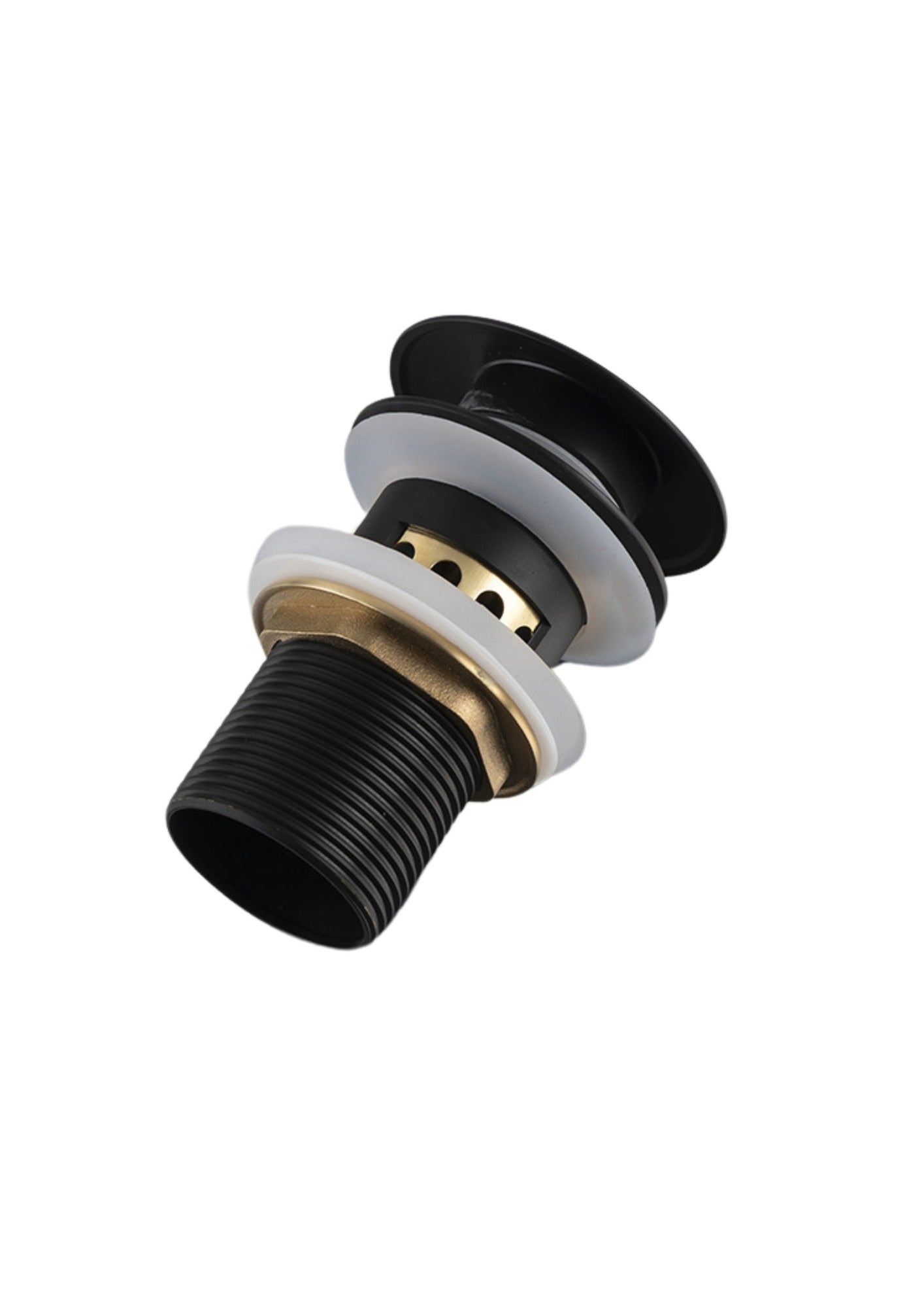 Korek umywalkowy mosiężny klik-klak, z koszyczkiem i przelewem, czarny 1