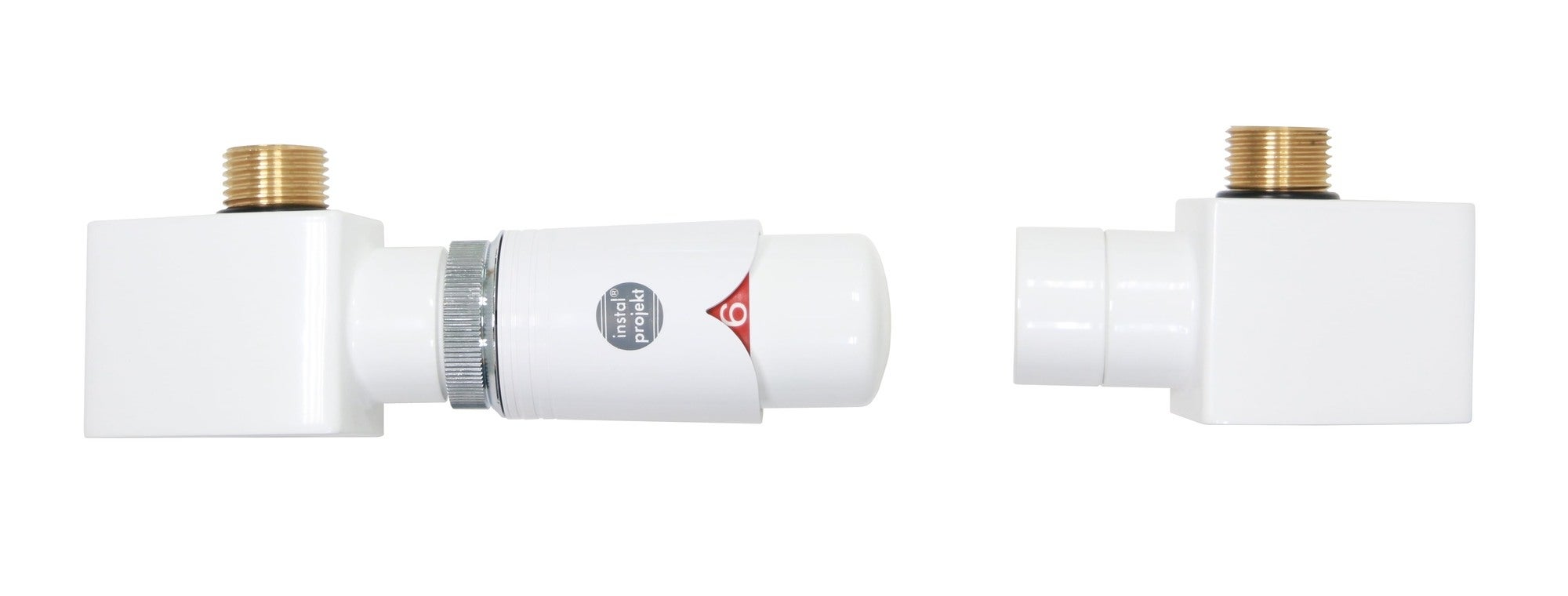 Zestaw termostatyczny Retto, osiowy lewy, ze złączkami Pex, biały