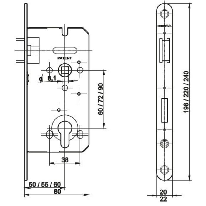 Zamek ZW 100 72/50 ocynk