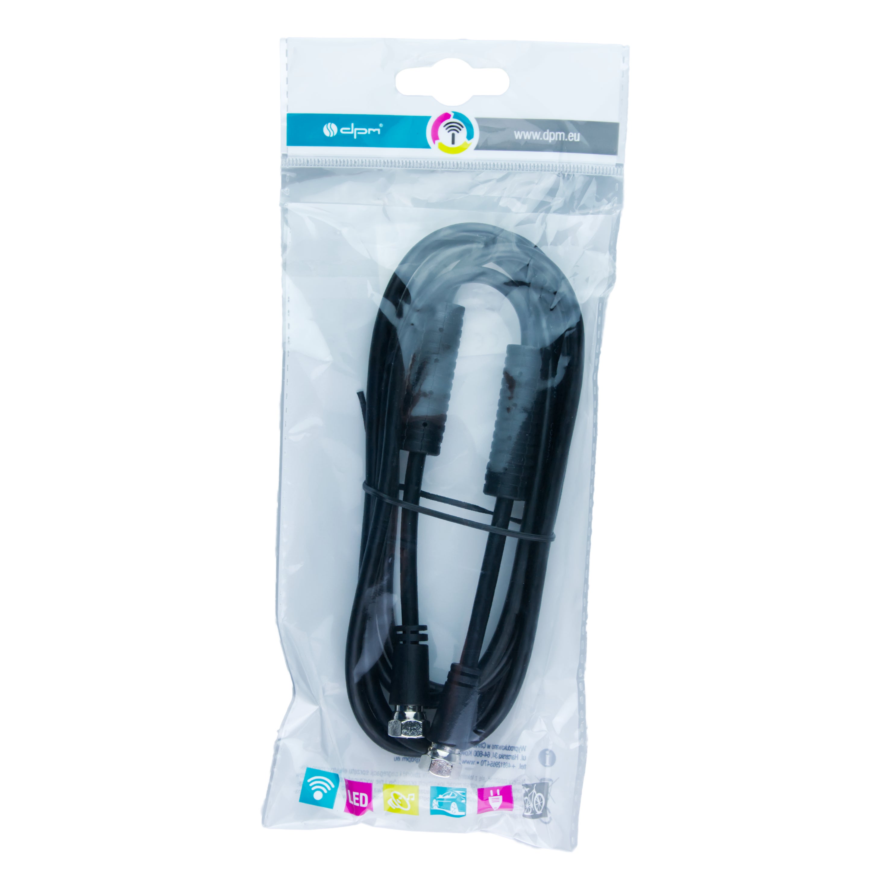 Przewó TV wtyk F + wtyk F 1,5m czarny 1