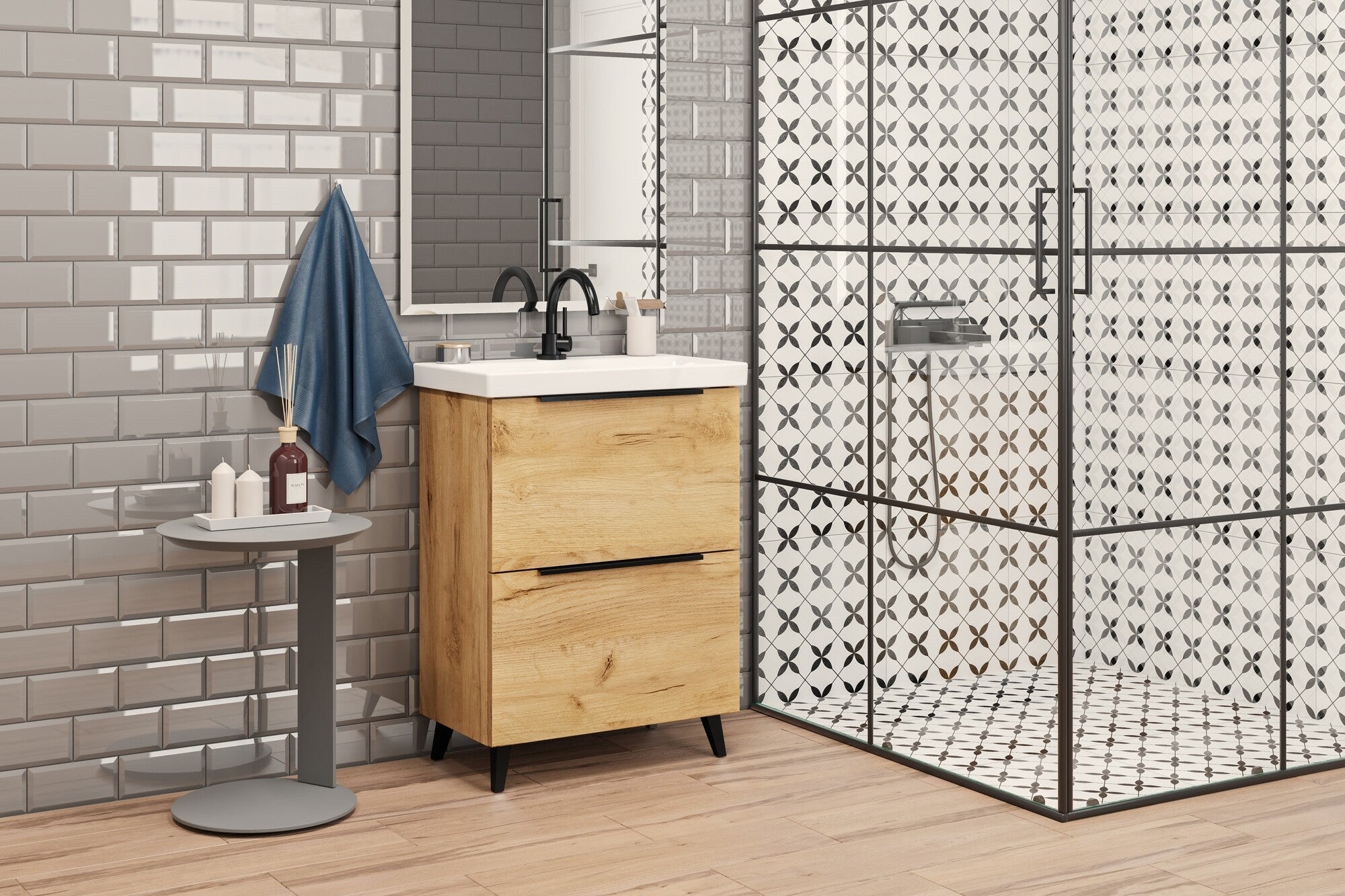 Szafka z umywalką Meble21 Manta 50 x 35 cm dąb 3