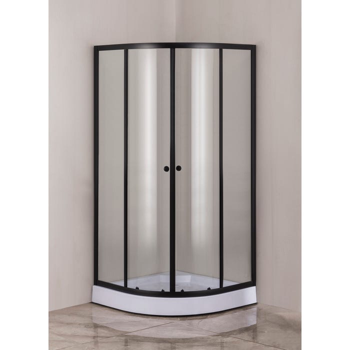 Kabina prysznicowa półokrągła Aveeo Naki 80 cm z brodzikiem czarna