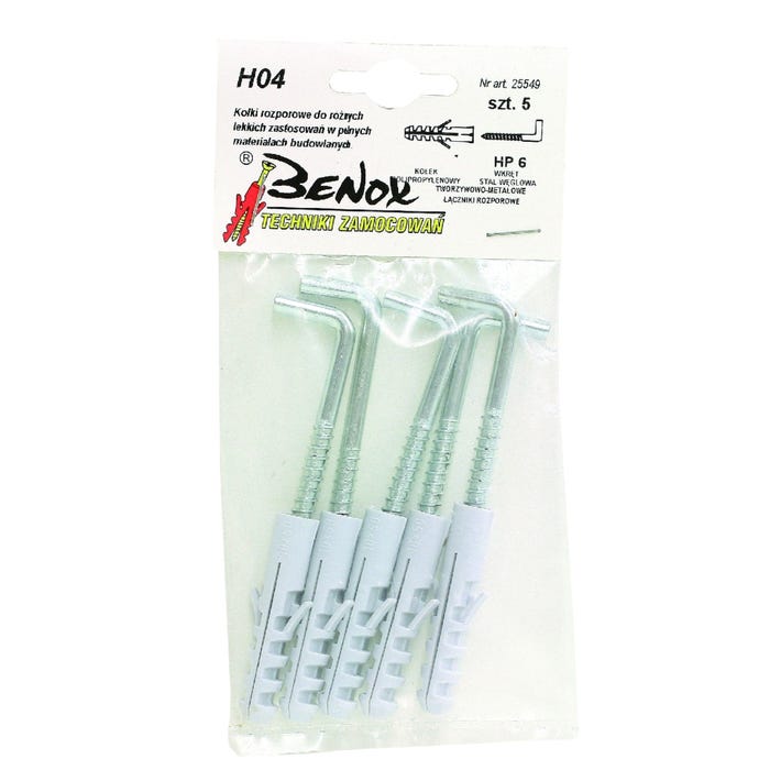 Kołek rozprowy z hakem prostym 10x50 mm