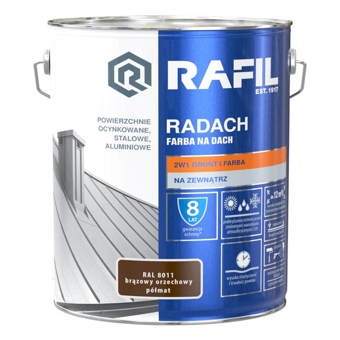 Farba na dach Rafil Radach brązowy orzechowy RAL8011 10l