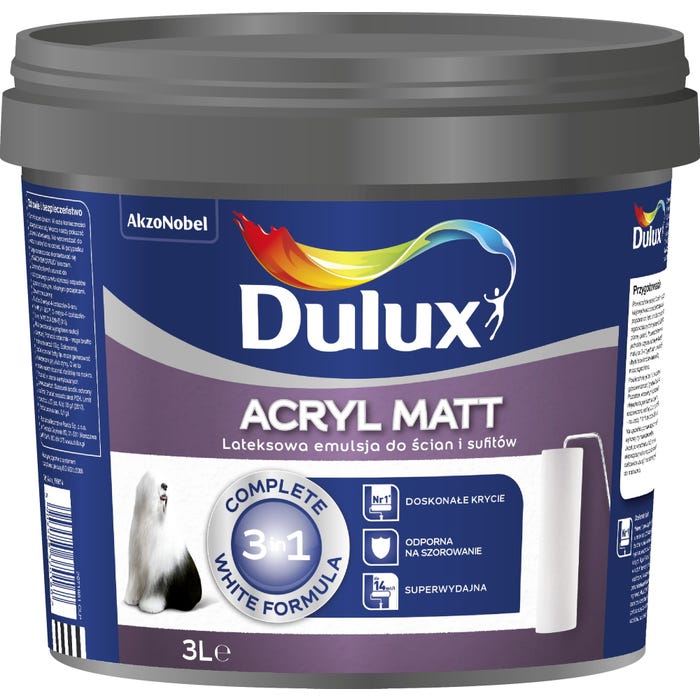 Farba Dulux Acryl Matt biała 3l