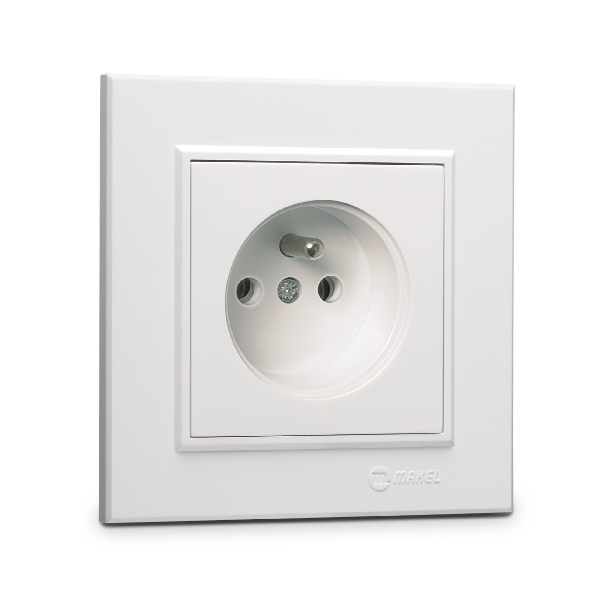 Karea biały gniazdo pojedyncze z uziemieniem z ramką