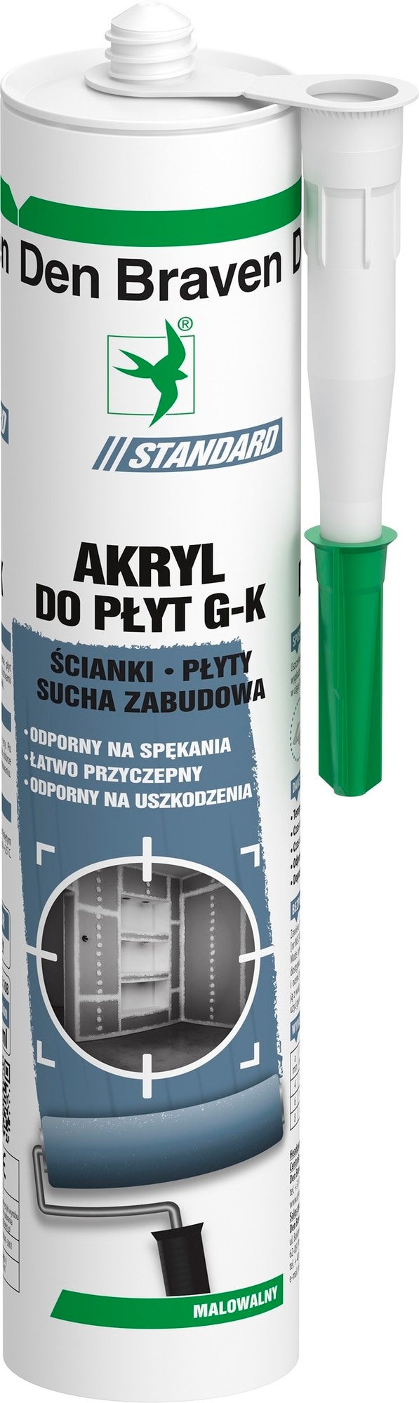 Akryl do płyt gips-karton Den Braven biały 280ml 1