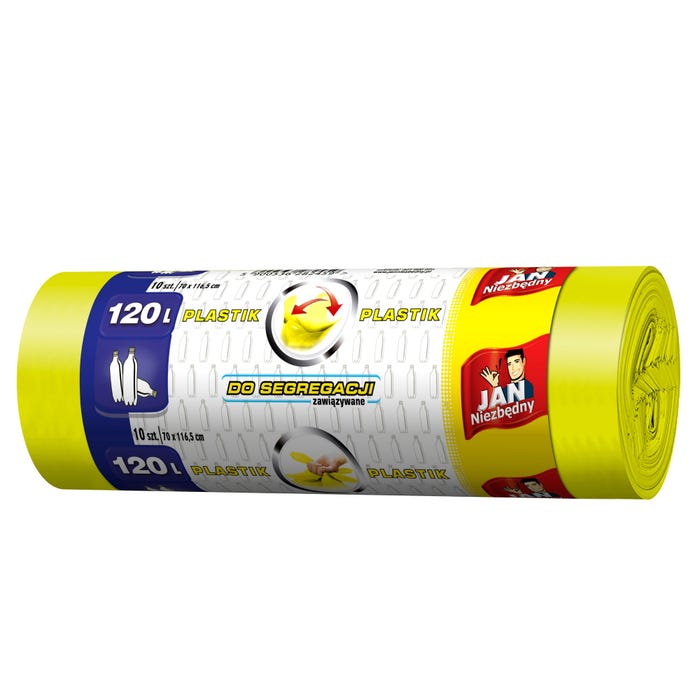 Worki do segregacji śmieci na plastik Jan Niezbędny 120l 10 sztuk