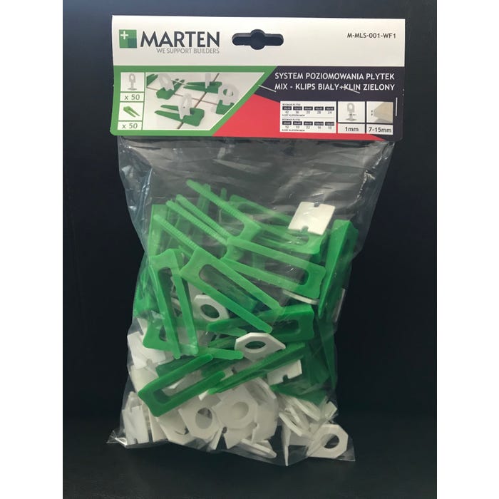 System poziomujący do płytek KLIN + KLIPS 50 + 50 SZT 1 MM