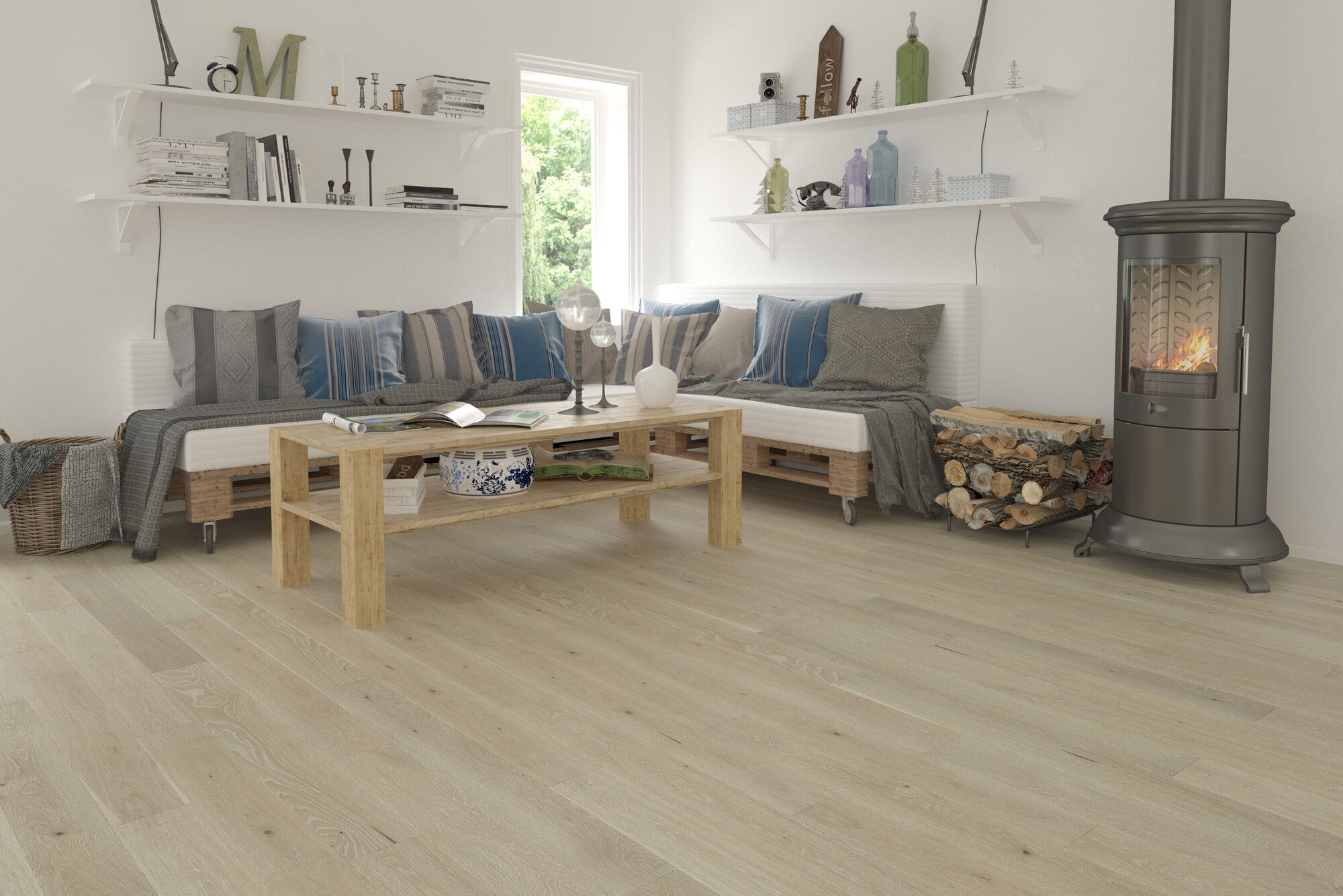 Deska podłogowa Dąb Cream Advance 3-warstw. 1-lam. 4V szczotkowana op.0,99m2 1