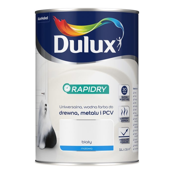 Emalia Dulux Rapidry biała matowa 1l