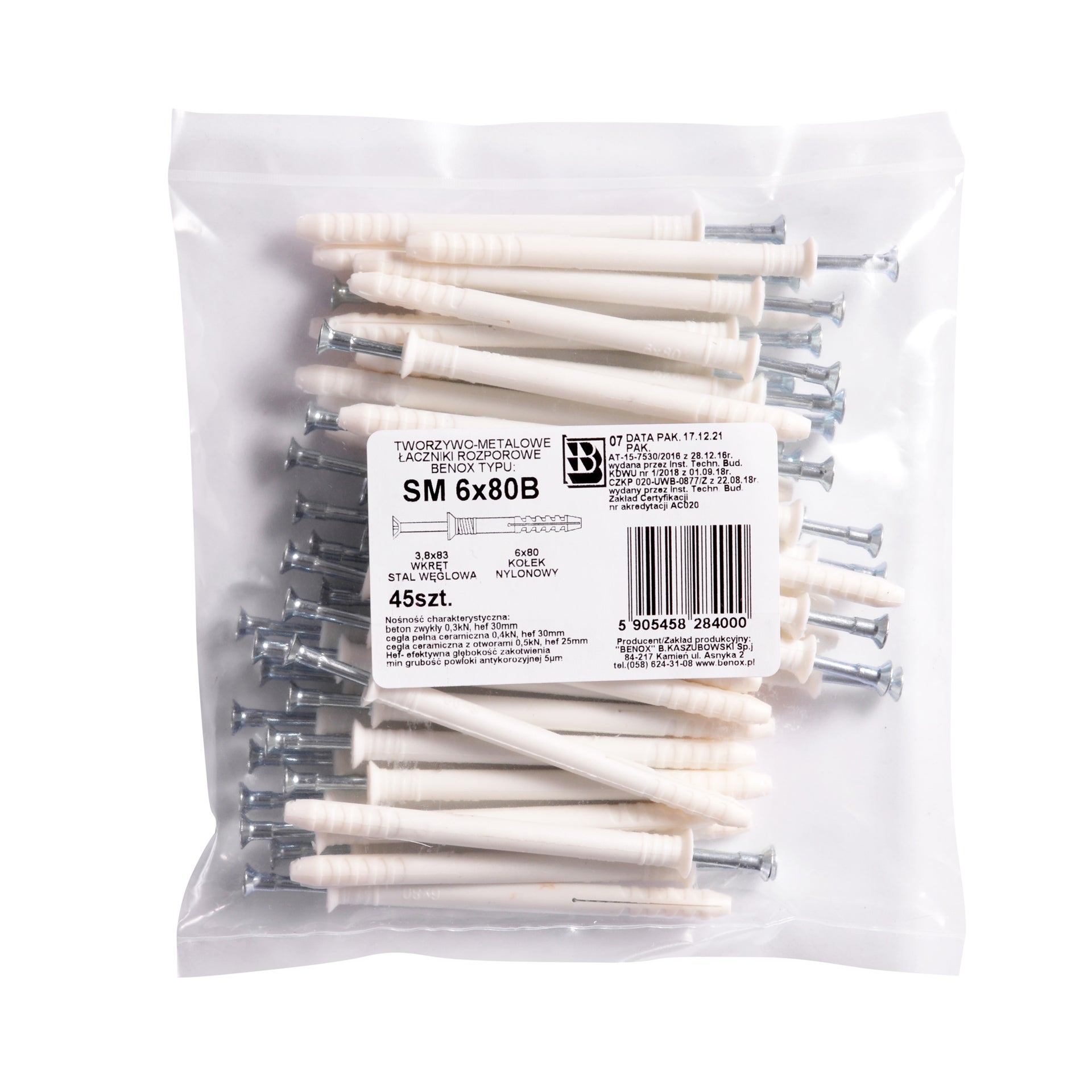 Kołek do szybkiego montażu 6.0x80 mm (45 szt.) 1