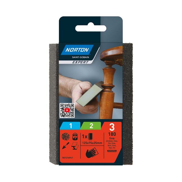 Gąbka ścierna 4-stronna ścięta 125x75x25 mm P180