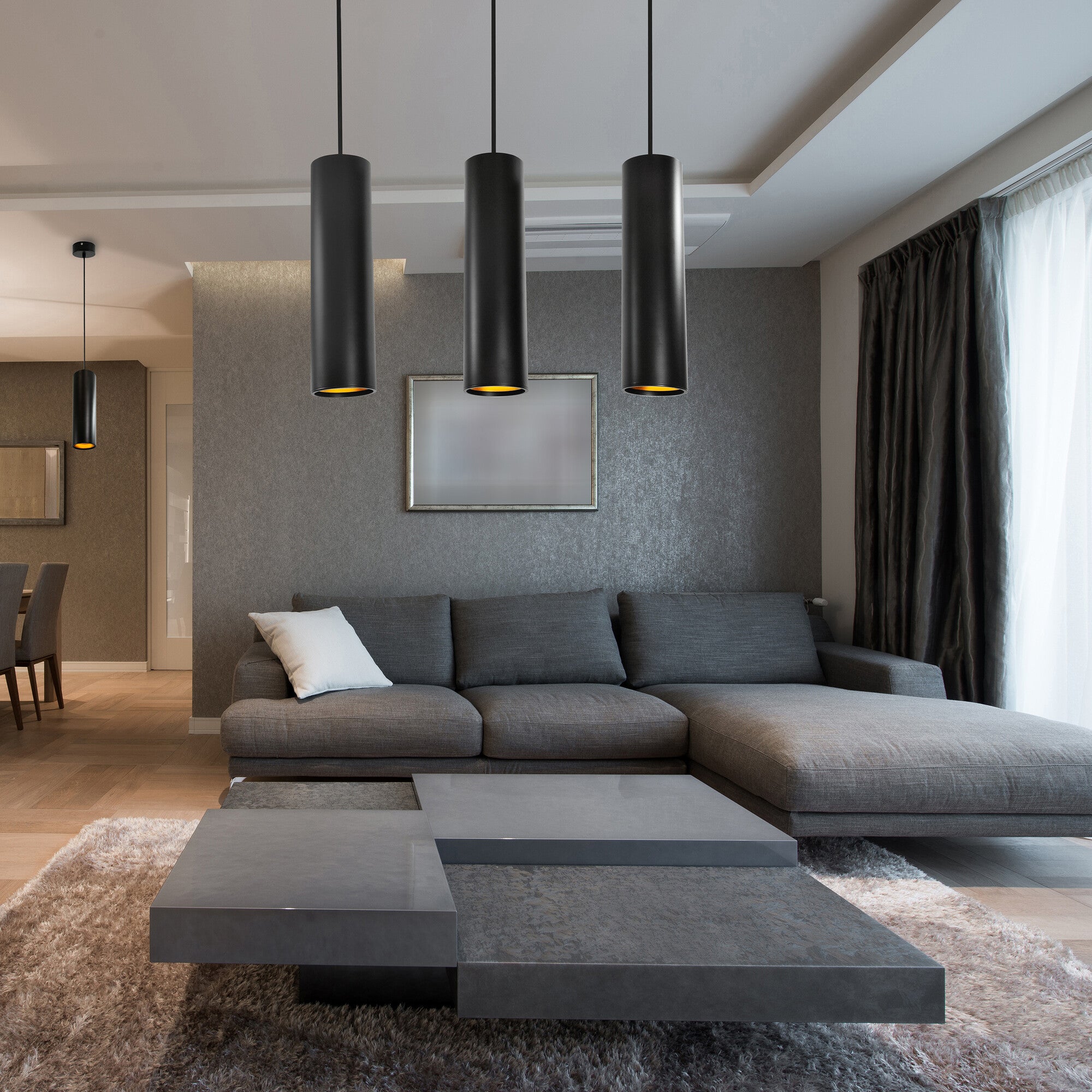 Lampa wisząca Lati 3xGU10 czarna/złota 2