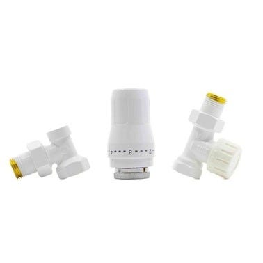 Zestaw termostatyczny prosty z głowicą Invest Plus, biały