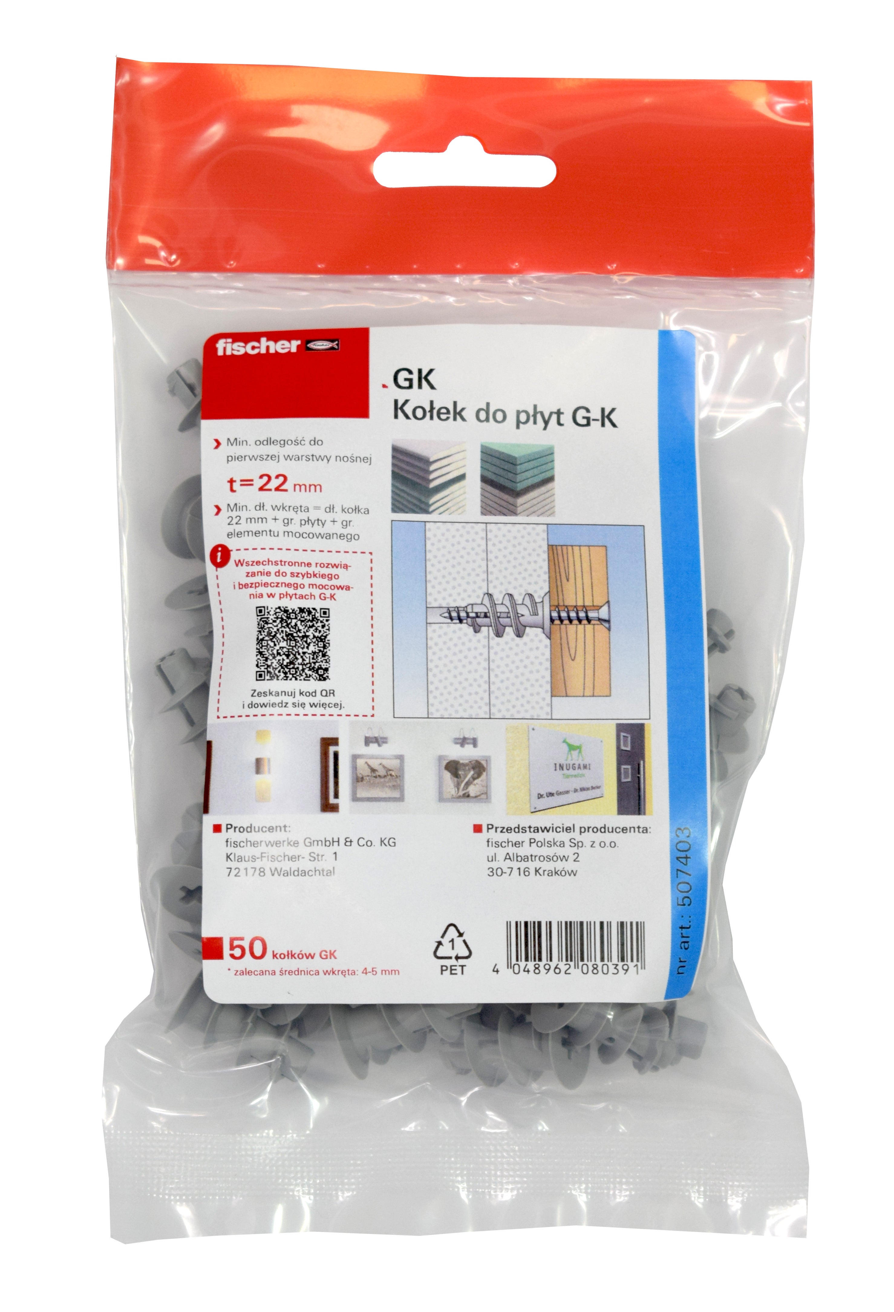 Kołek do płyt g-k 22 mm (50 szt.) 1