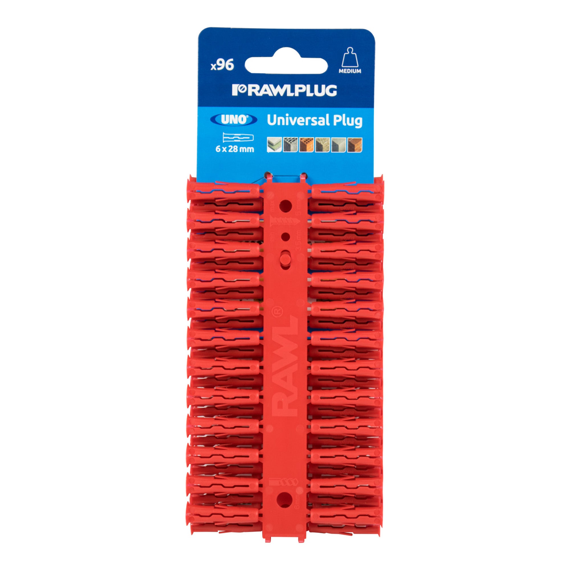 Kołki rozporowe Clip UNO-RED fi 6x28 mm z zawieszką (96 szt.)