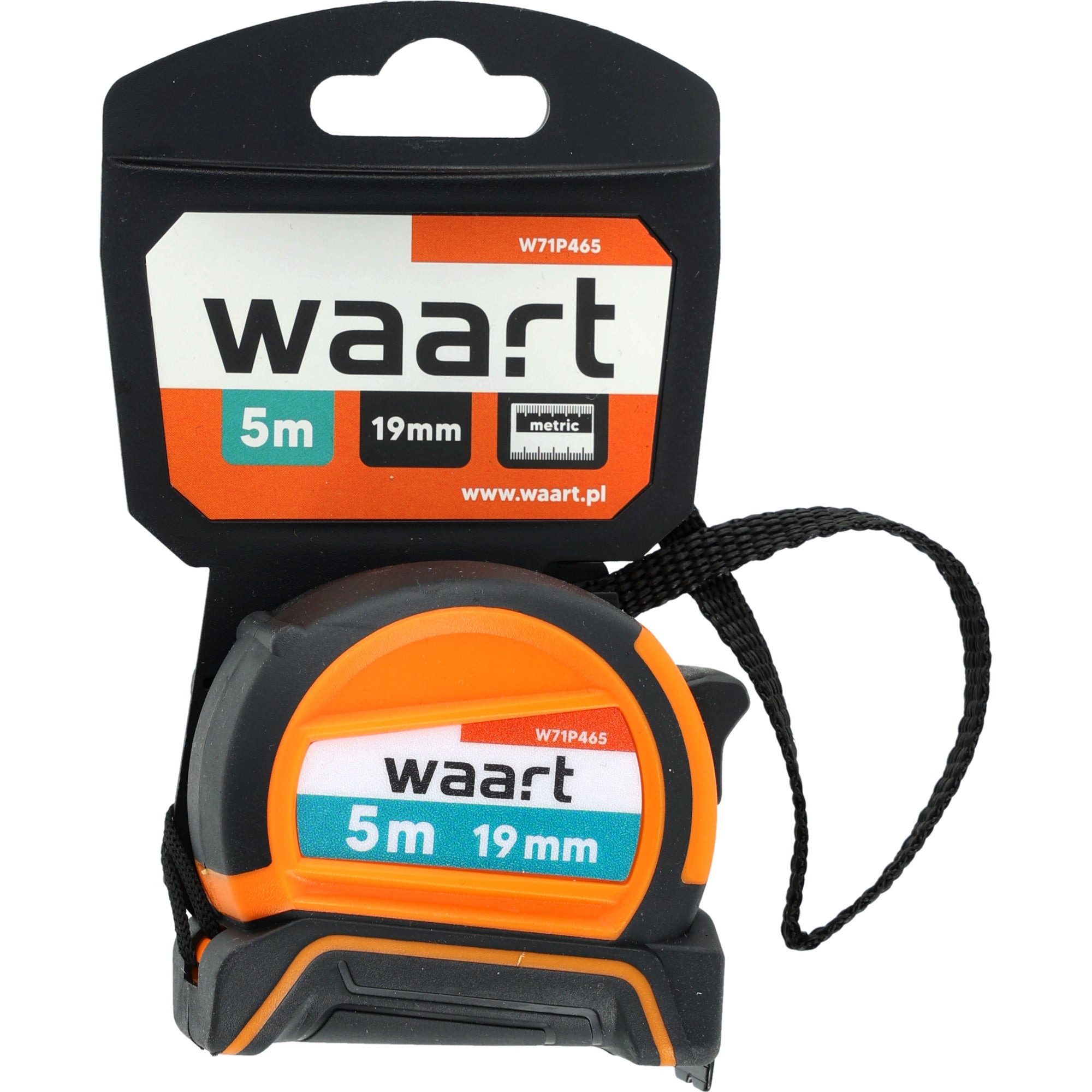 Miara zwijana stalowa, długość: 5 m, szerokość: 19 mm, dwustronna (skala czarno-biała) - WAART