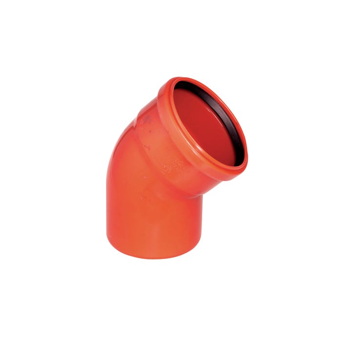 Kolano kanalizacyjne zewnętrzne, PVC fi 110 mm, kąt 45°