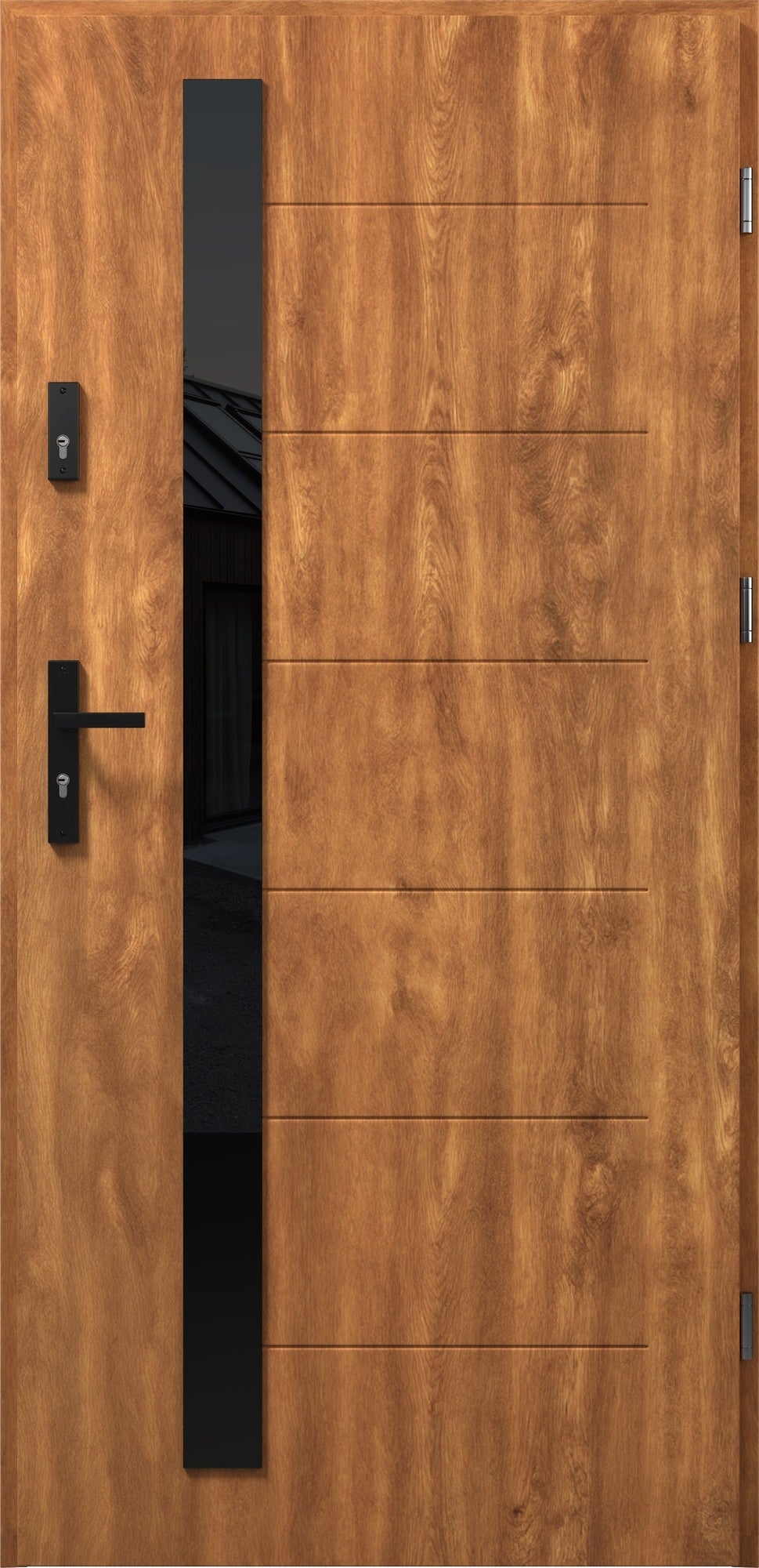 Drzwi zewnętrzne Malmo Antisol Black złoty dąb 90 prawe