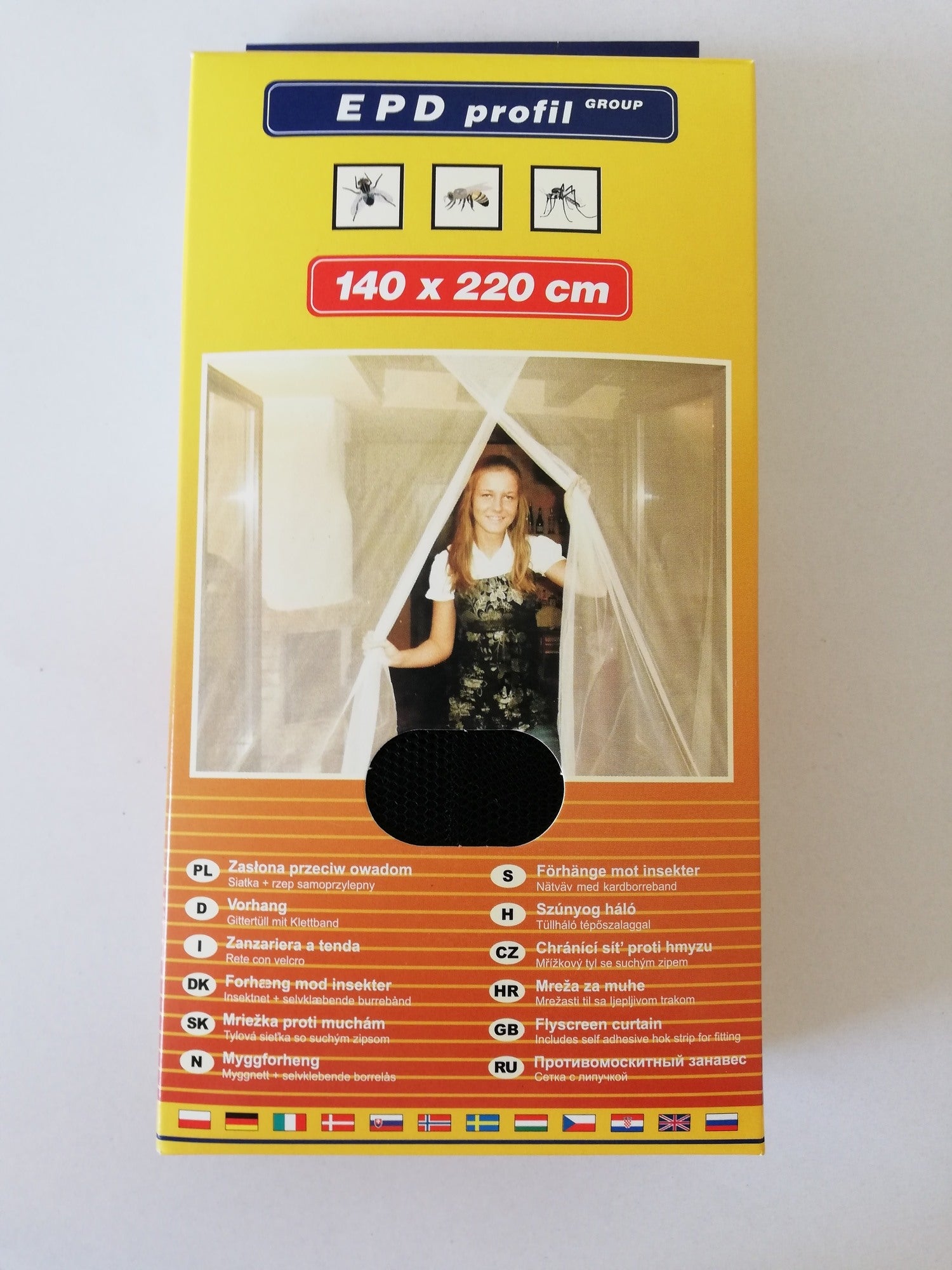 Moskitiera przeciw owadom do drzwi 140x220cm czarna 0