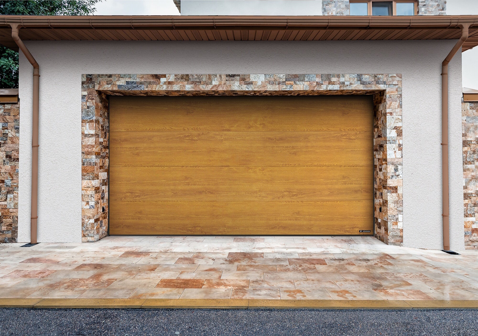 Brama garażowa dwustanowiskowa Nobla 5000x2250 złoty dąb 1