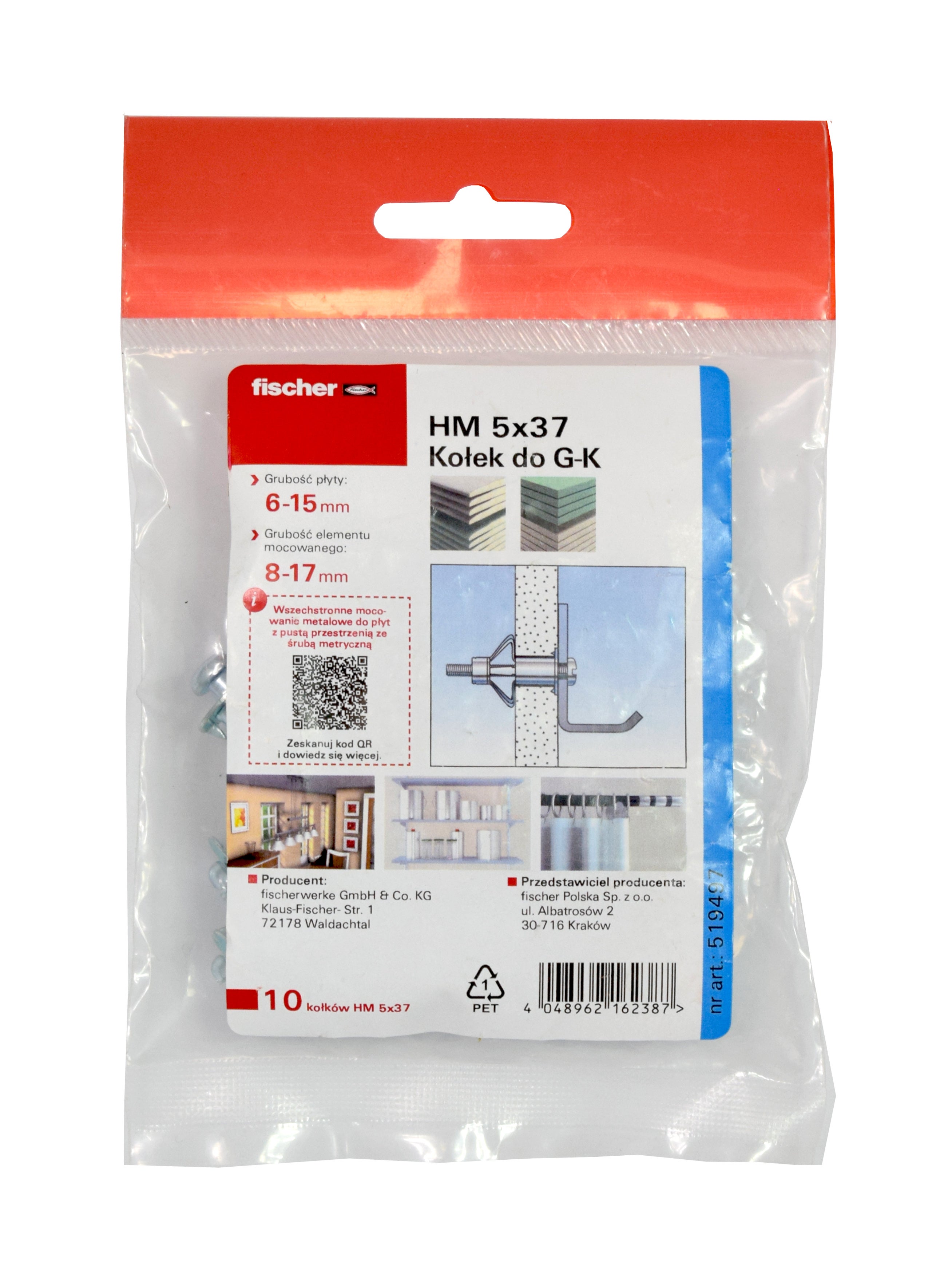 Kołek typu Molly HM 5.0x37 mm (10 szt.) 1