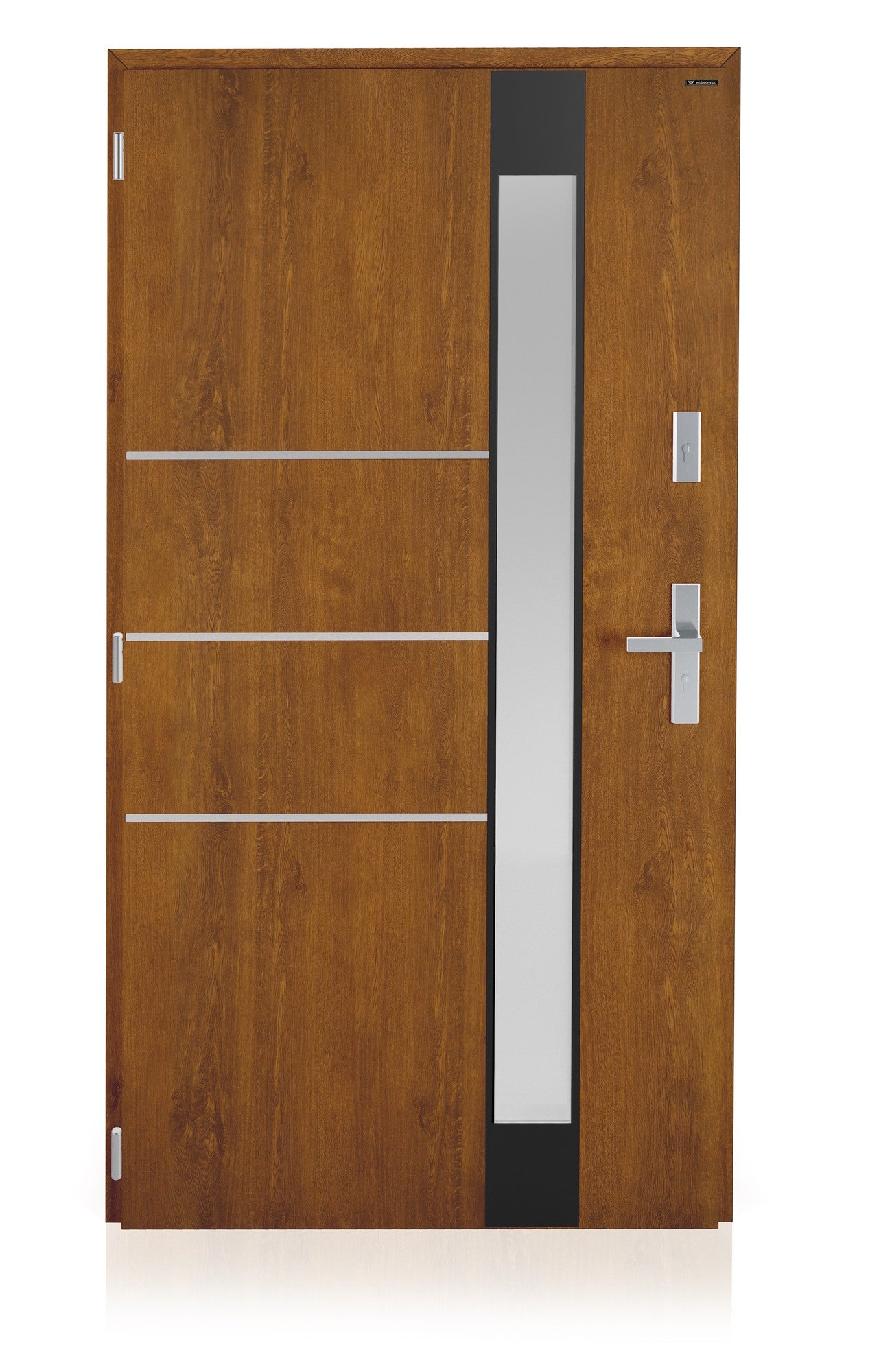 Drzwi zewnętrzne Nex Vitre szyba z efektem lustro weneckie złoty dąb 90 lewe