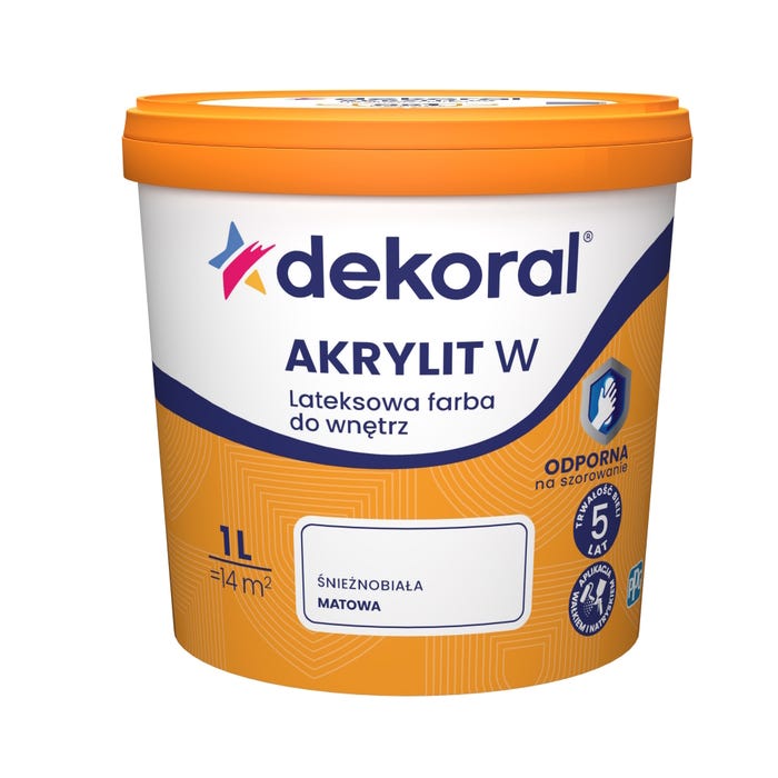 Farba Dekoral Akrylit W biała 1l