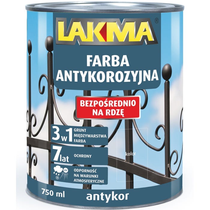 Farba antykorozyjna Antykor Lakma brązowy 0,75l