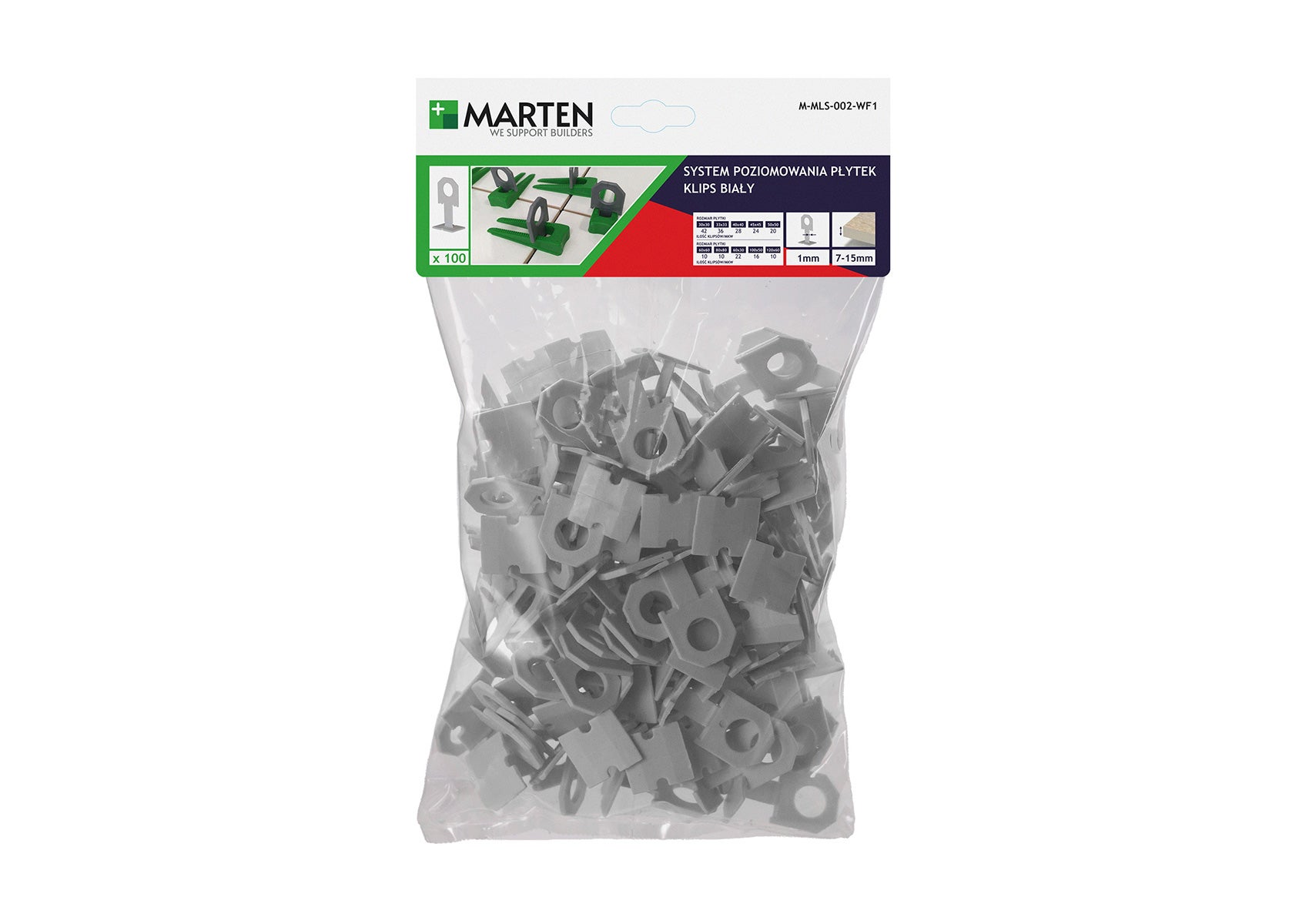 System poziomujący do płytek KLIPS 1 mm 100 szt. 2