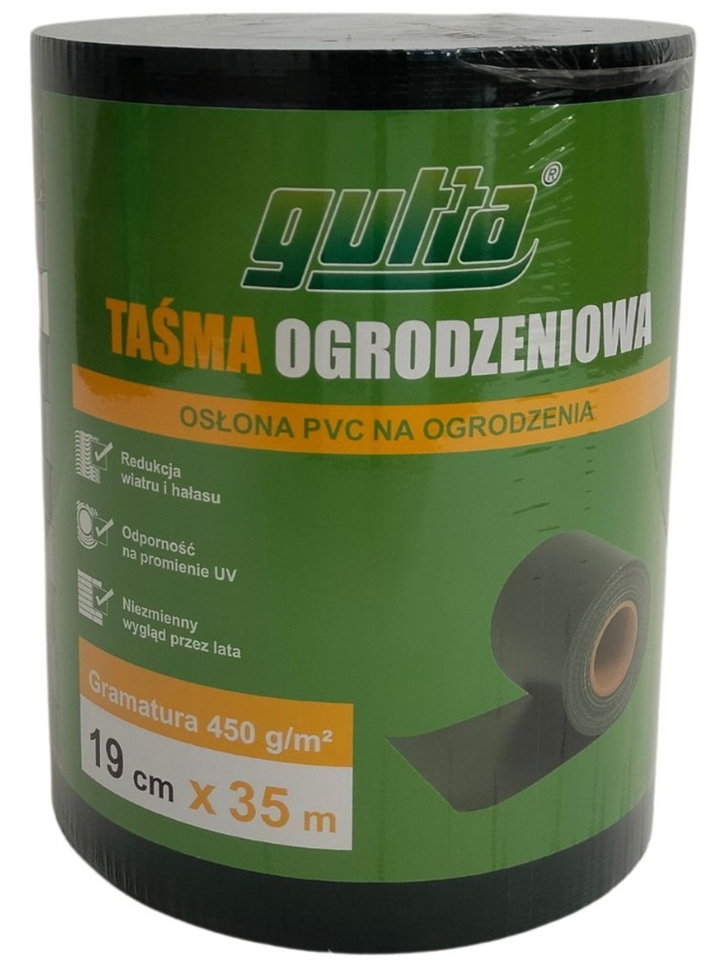 Taśma ogrodzeniowa PVC 450g/m2 zielona + 20 klipsów w komplecie 