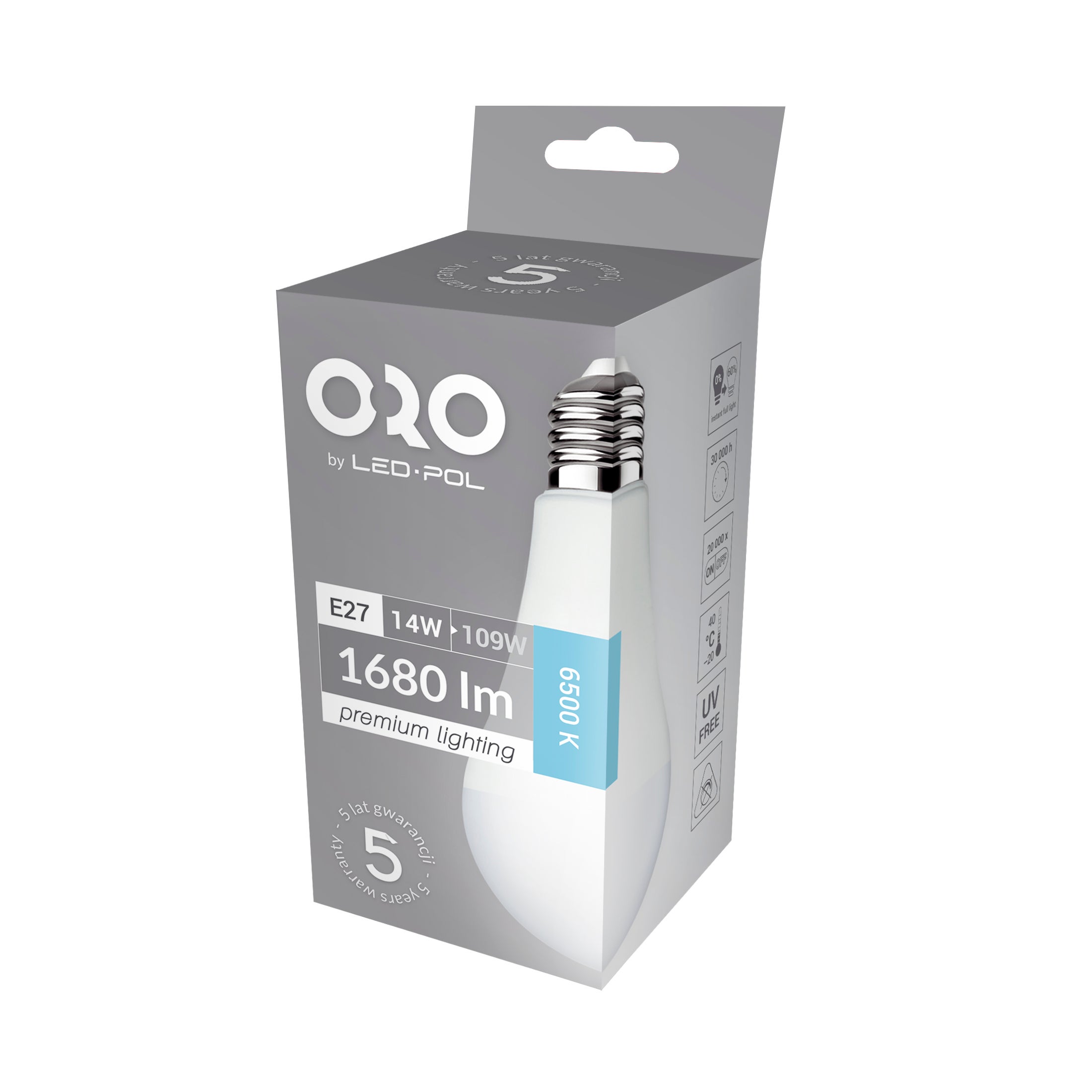 Żarówka LED E27 A65 14W 1680lm 6500K 2