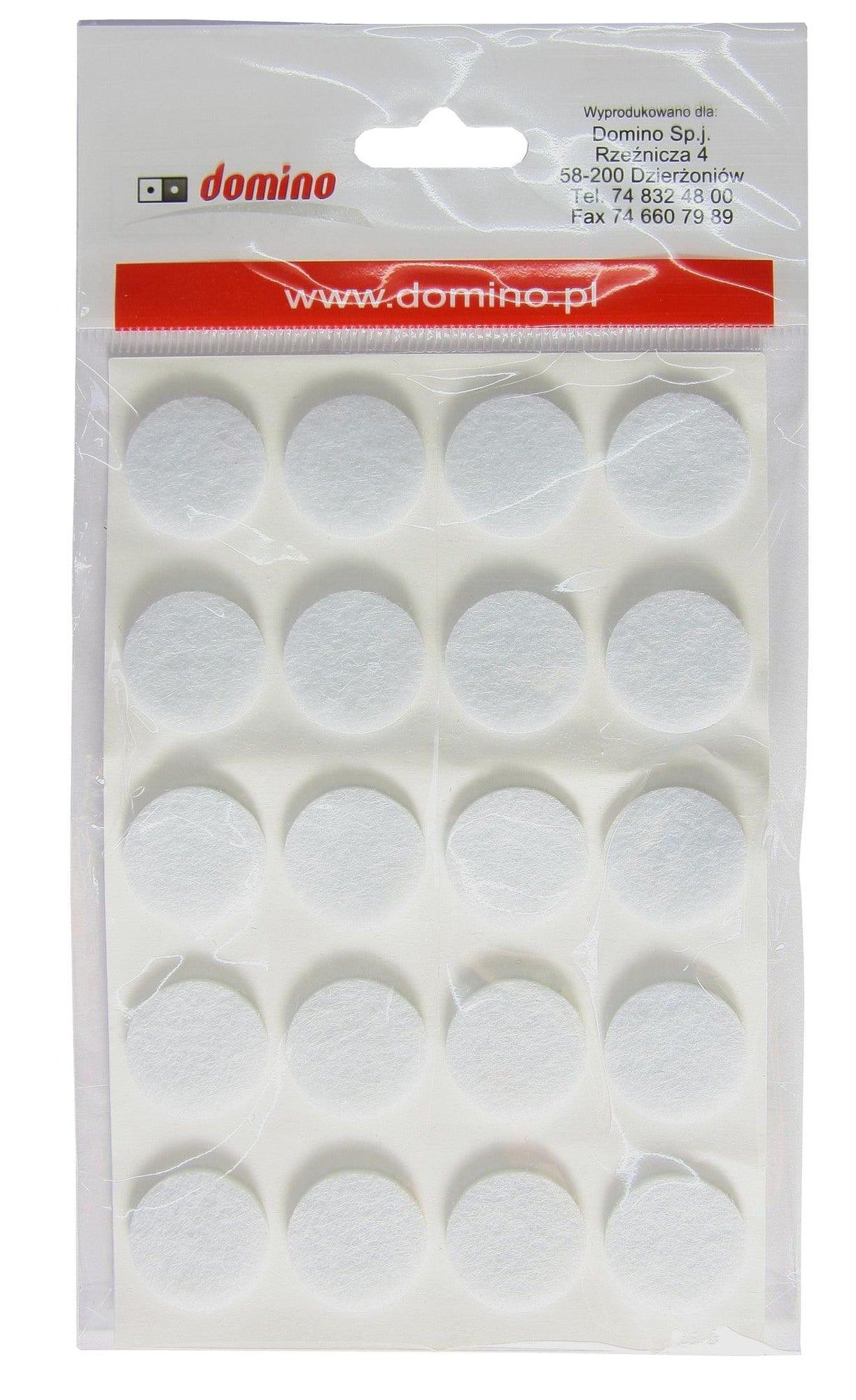 Podkładki filcowe samoprzylepne białe, ⌀20 mm, 20 szt.