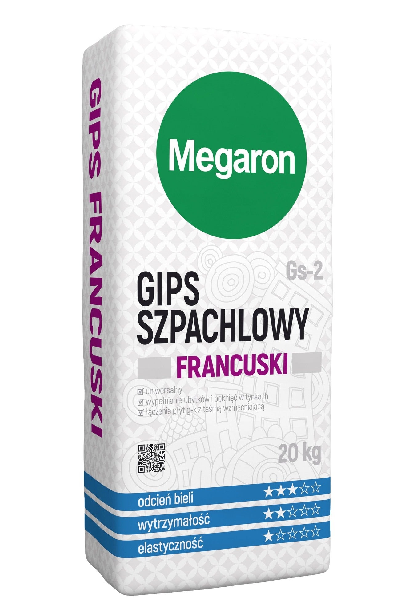 Gips szpachlowy francuski Megaron Gs-2 20 kg 1
