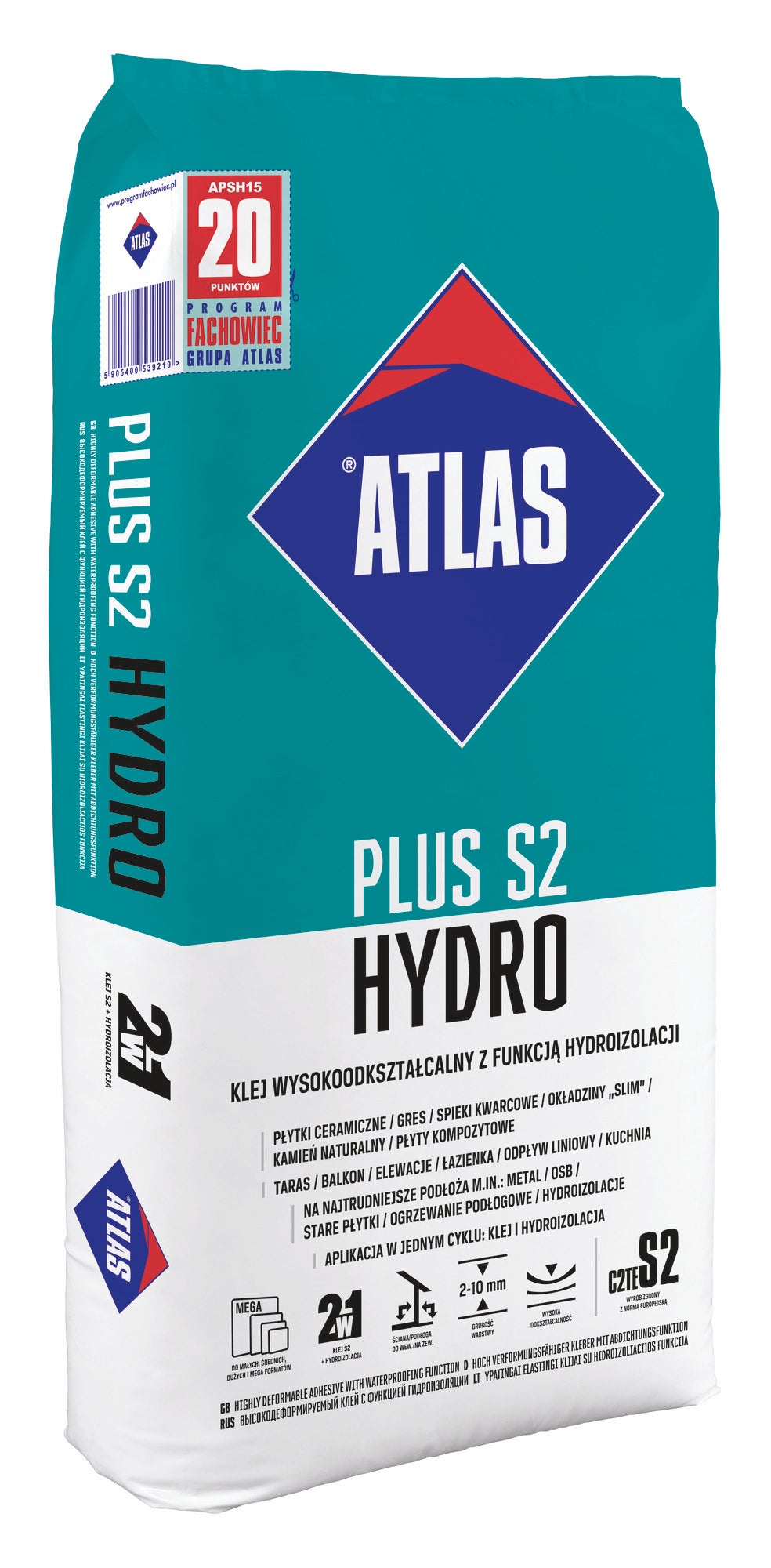 Zaprawa klejowa Atlas Plus S2 Hydro 15 kg