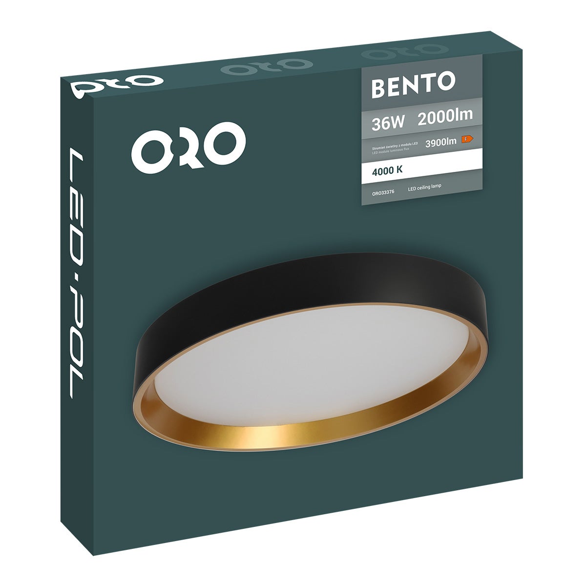 Plafon LED Bento 36W 2000 lm IP20, czarny/złoty 1